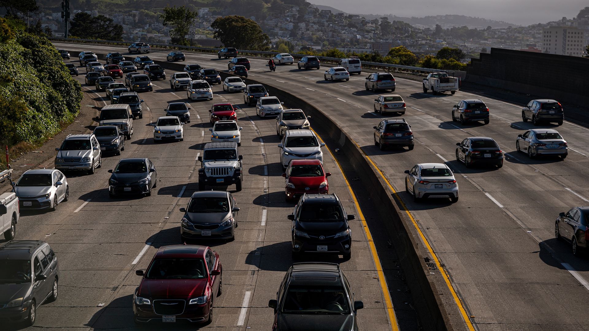 Vehicles on Highway 101 in San Francisco, California, U.S., on Tuesday, March 29, 2022