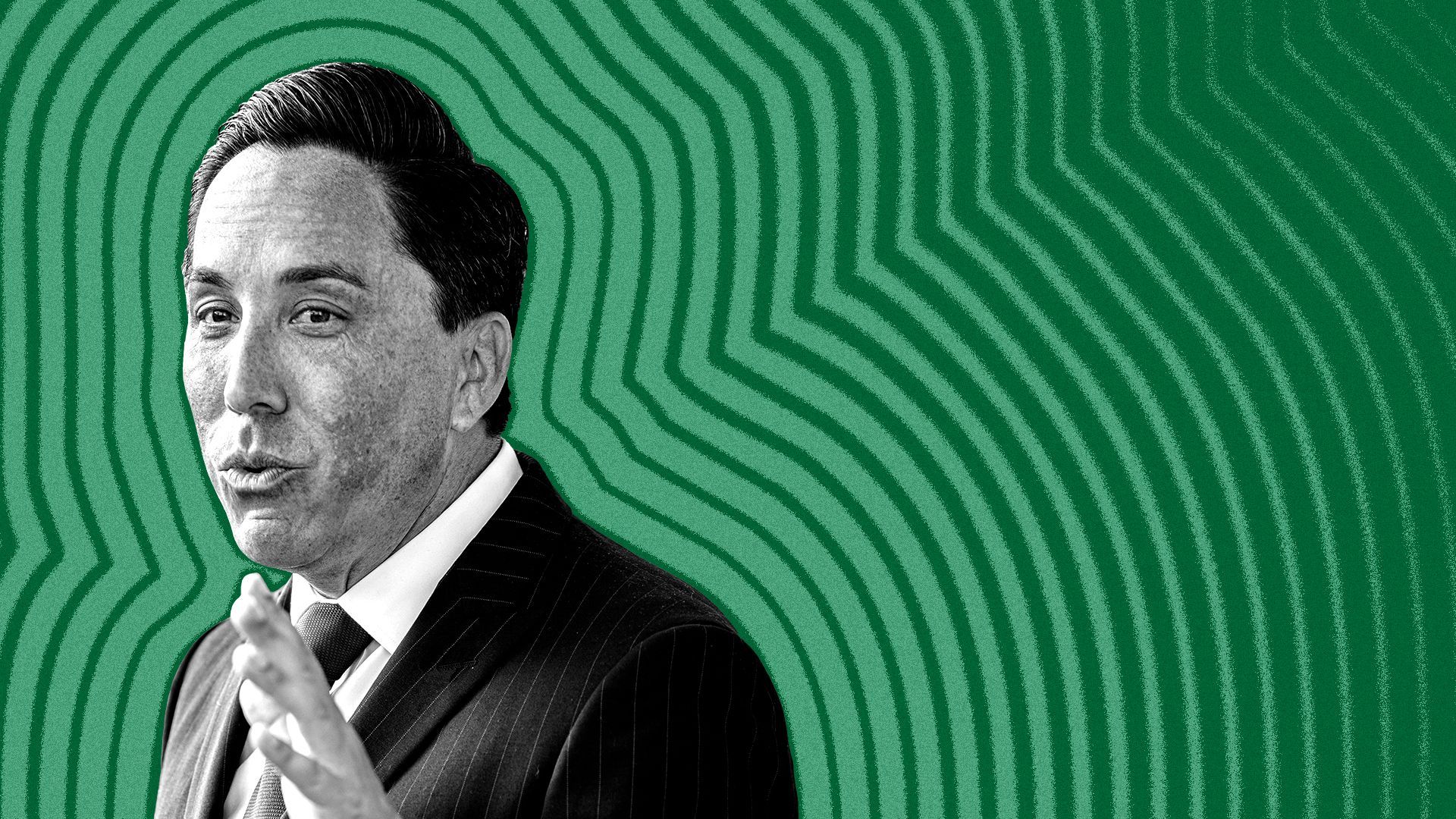 Photo illustration of San Diego Mayor Todd Gloria with lines radiating from him. 