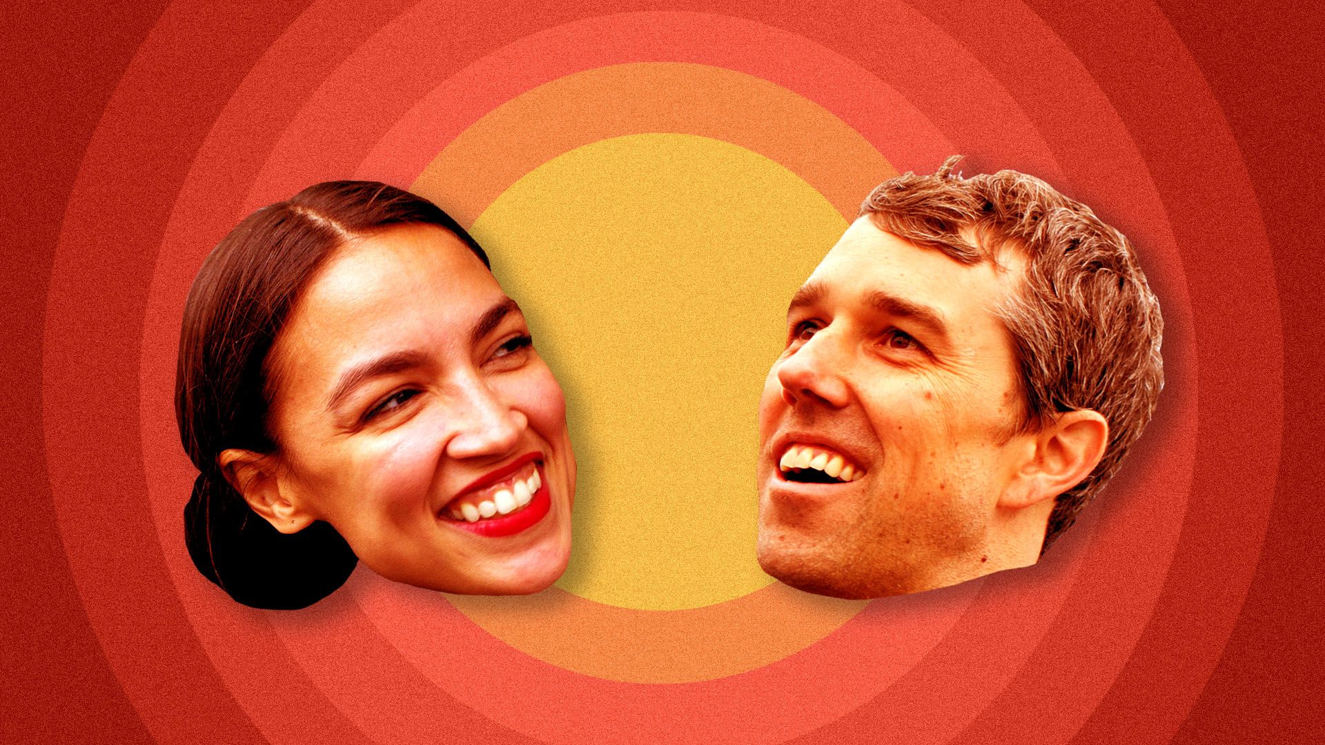 Illustration of Alexandria Ocasio-Cortez and Beto O'Rourke