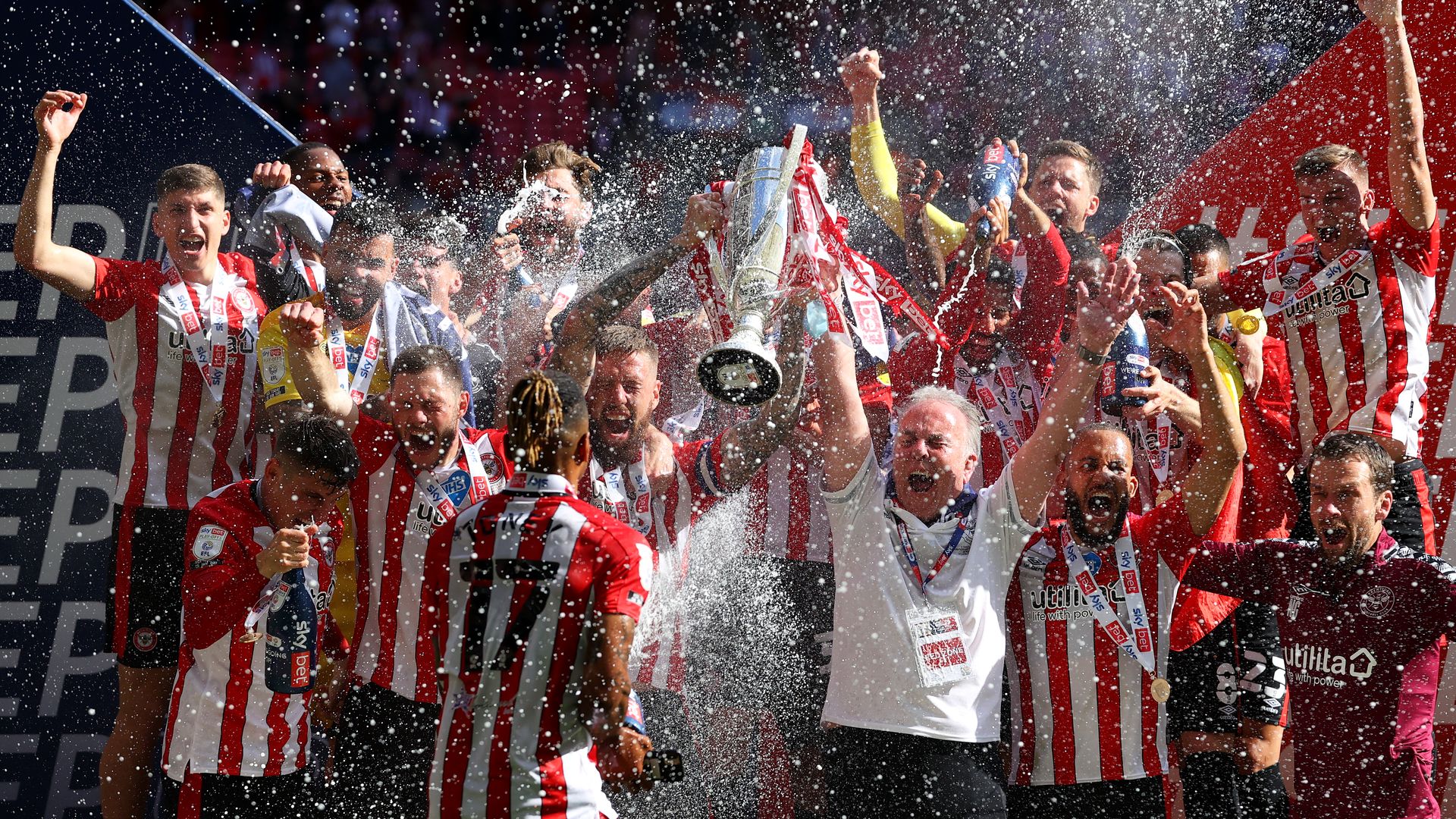 Brentford celebrating