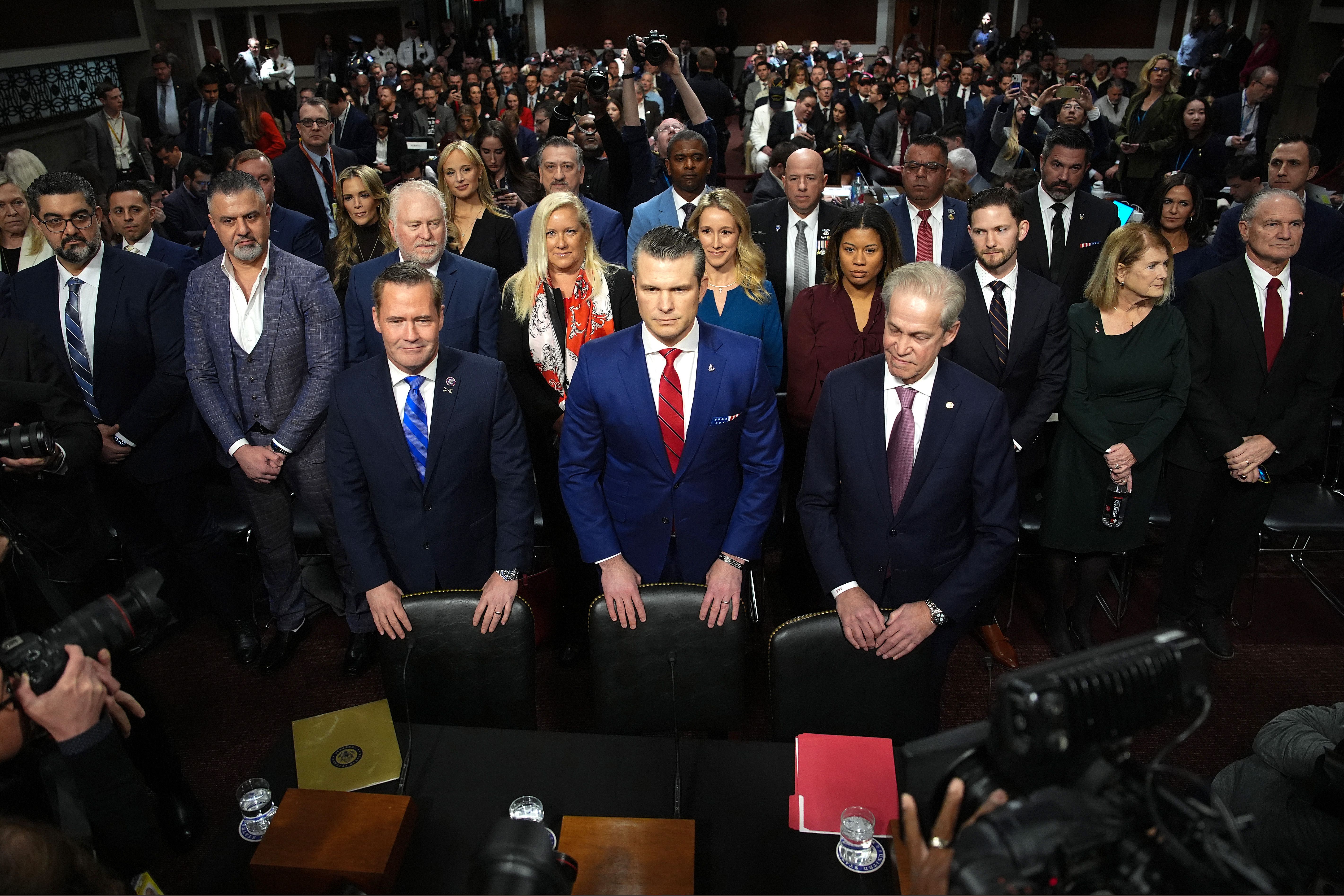 Pete Hegseth arrives yesterday for his Senate Armed Services Committee hearing. Photo: Andrew Harnik/Getty Images