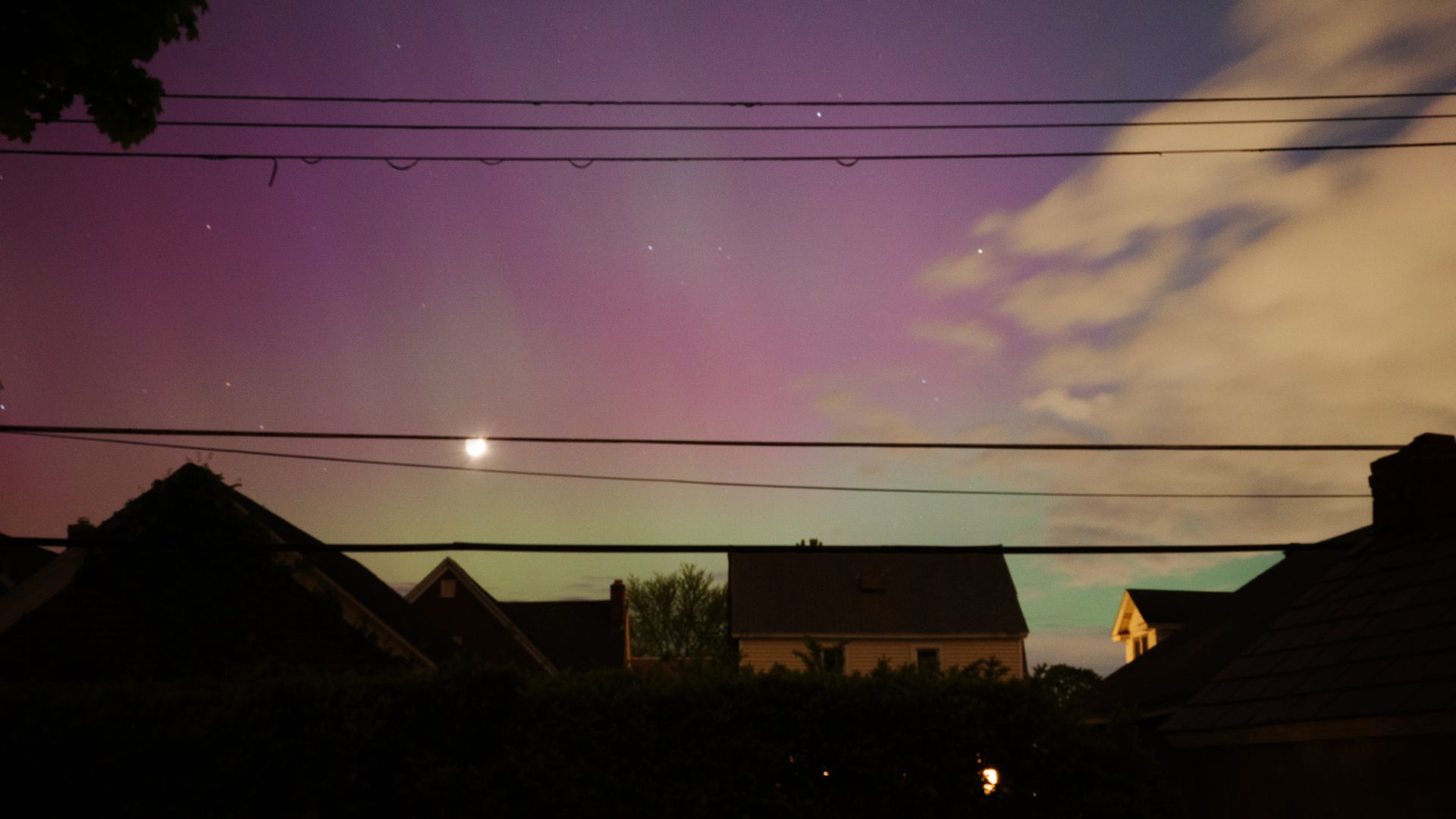 The aurora borealis as seen from Albany, New York.