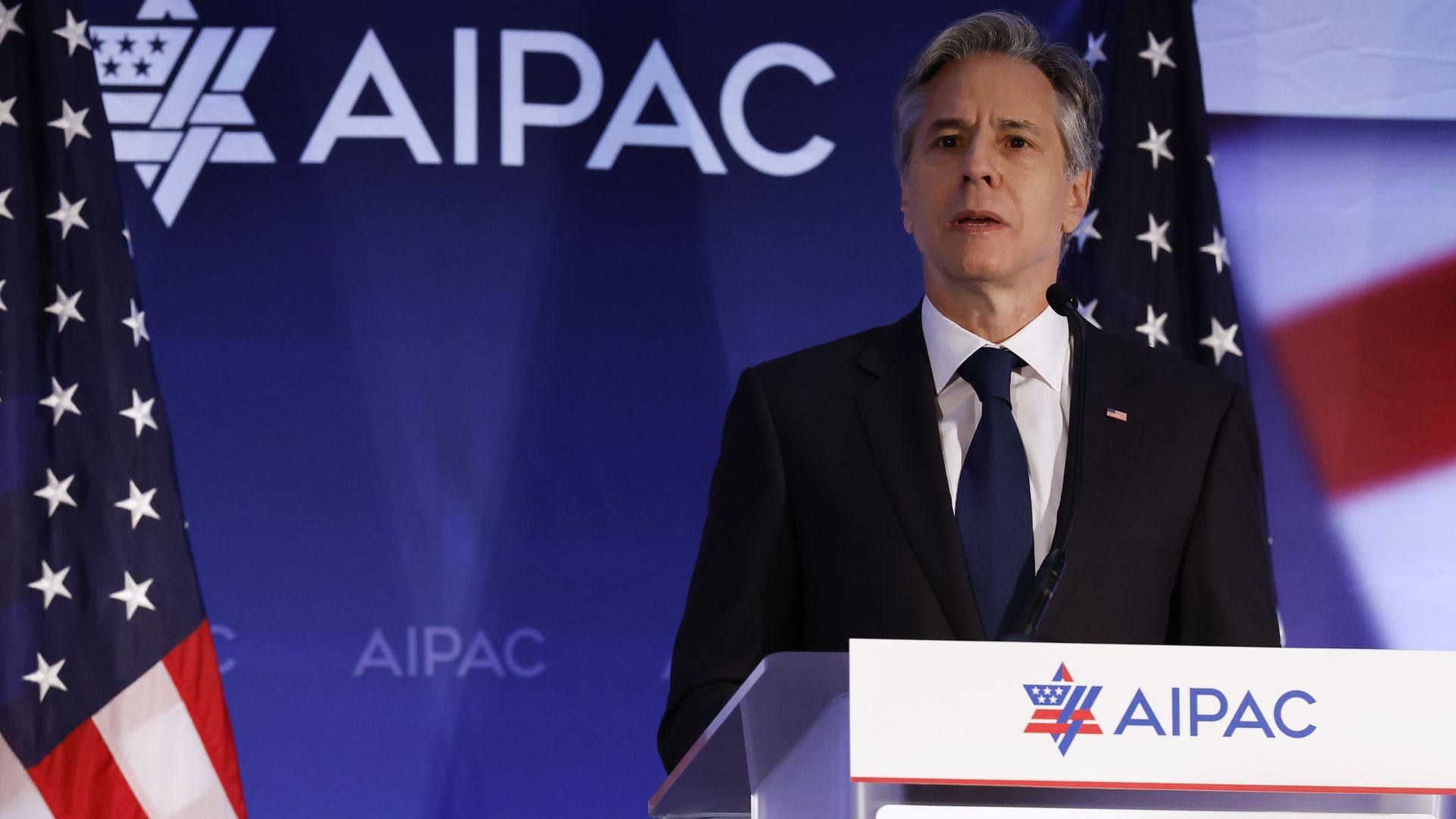Secretary of State Tony Blinken speaks at the AIPAC conference in Washington, D.C. 