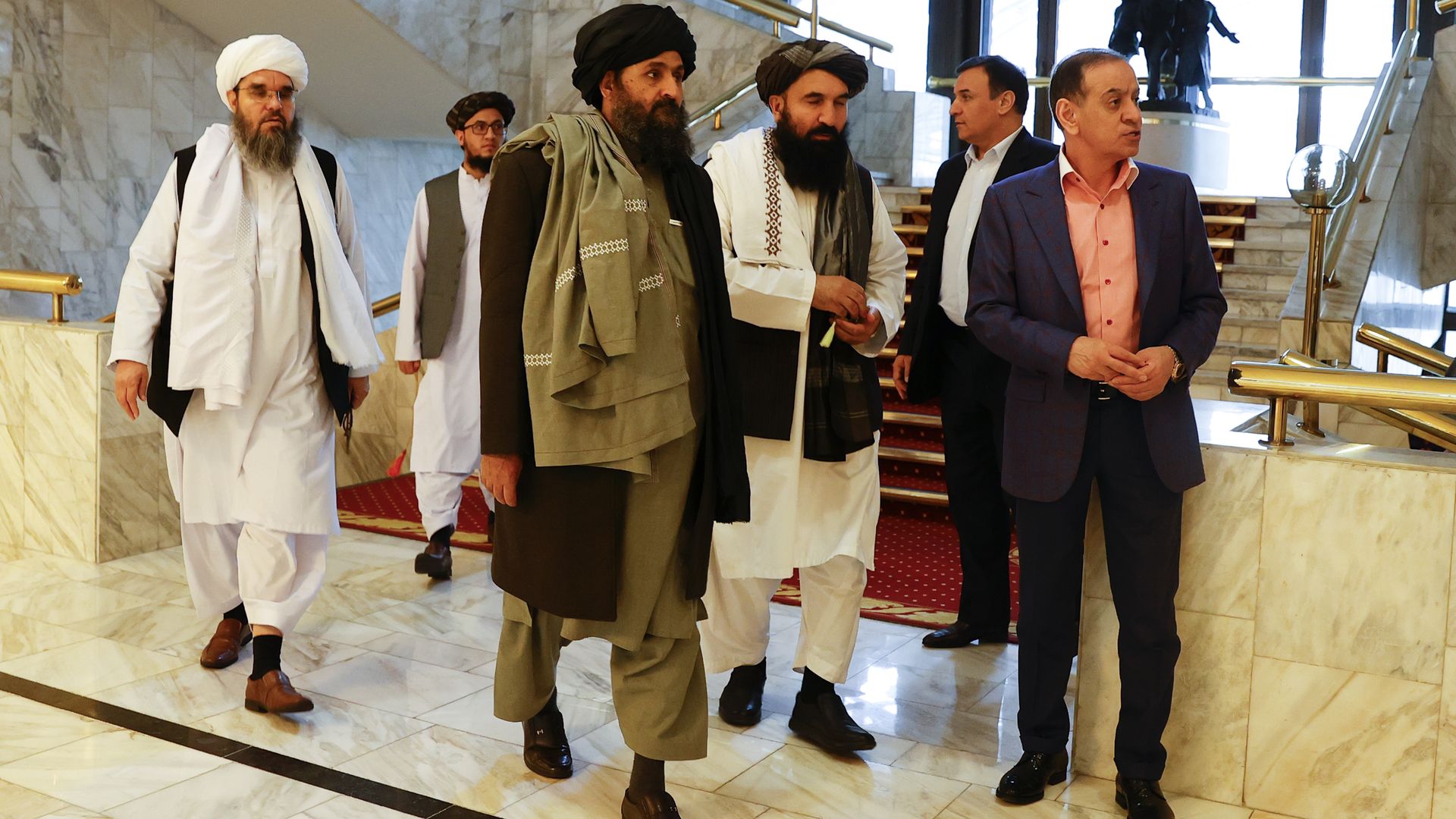 A Taliban delegate in Moscow in March 2021.