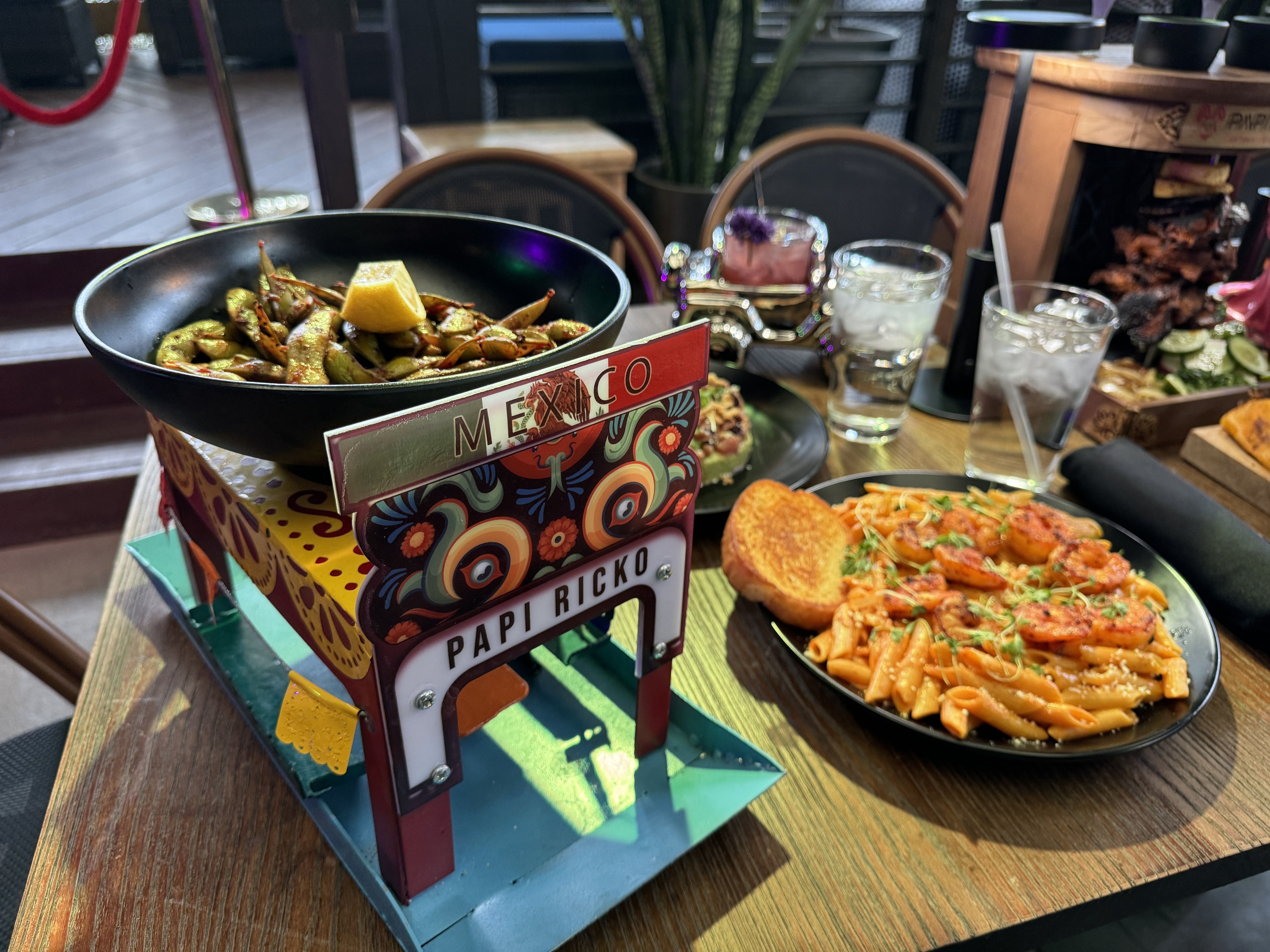 edamame served on a boat