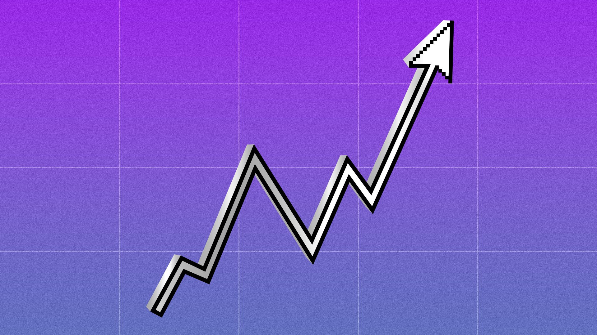 Illustration of a cursor arrow making a trending upward line