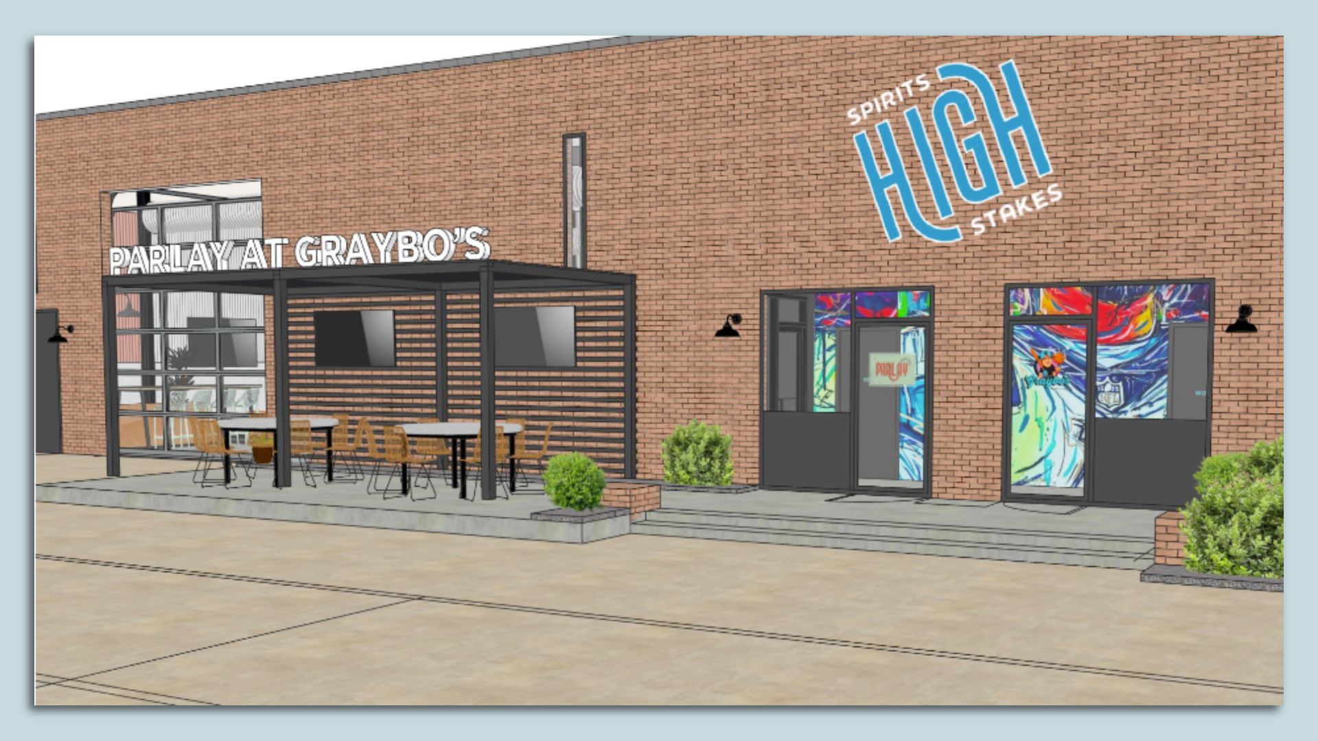 Rendering of Graybo's Sports Cards and Parlay Bar & Lounge opens Saturday in Scott's Addition. Image: Courtesy of Graybo's Sports Cards