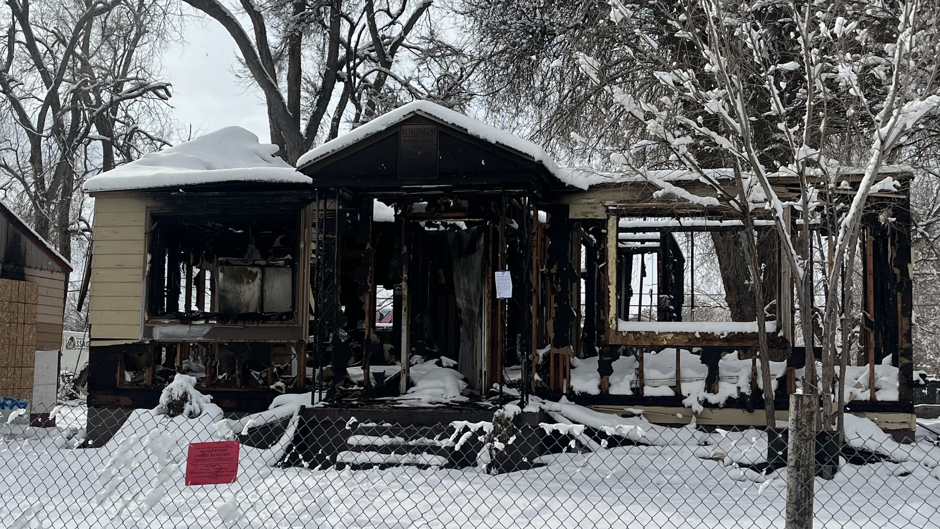 A burned-down vacant home in Salt Lake City.