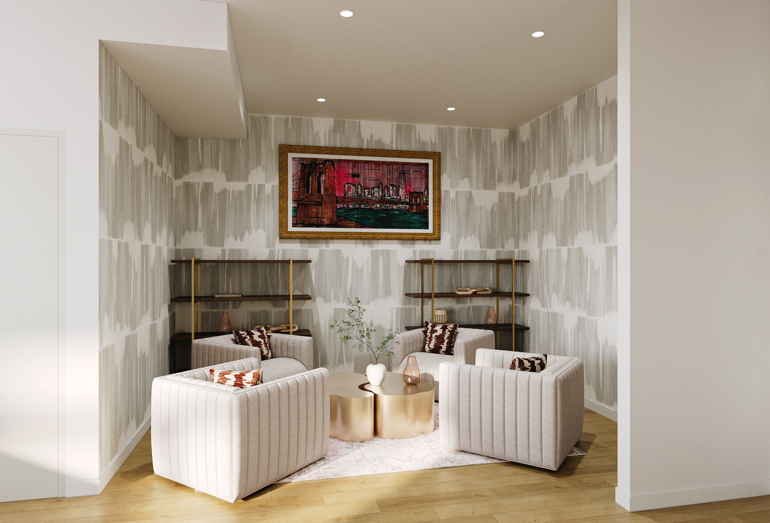 wallpaper in seating nook