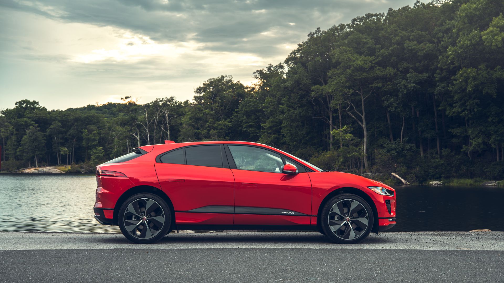 photo of a red Jaguar I-Pace crossover utility