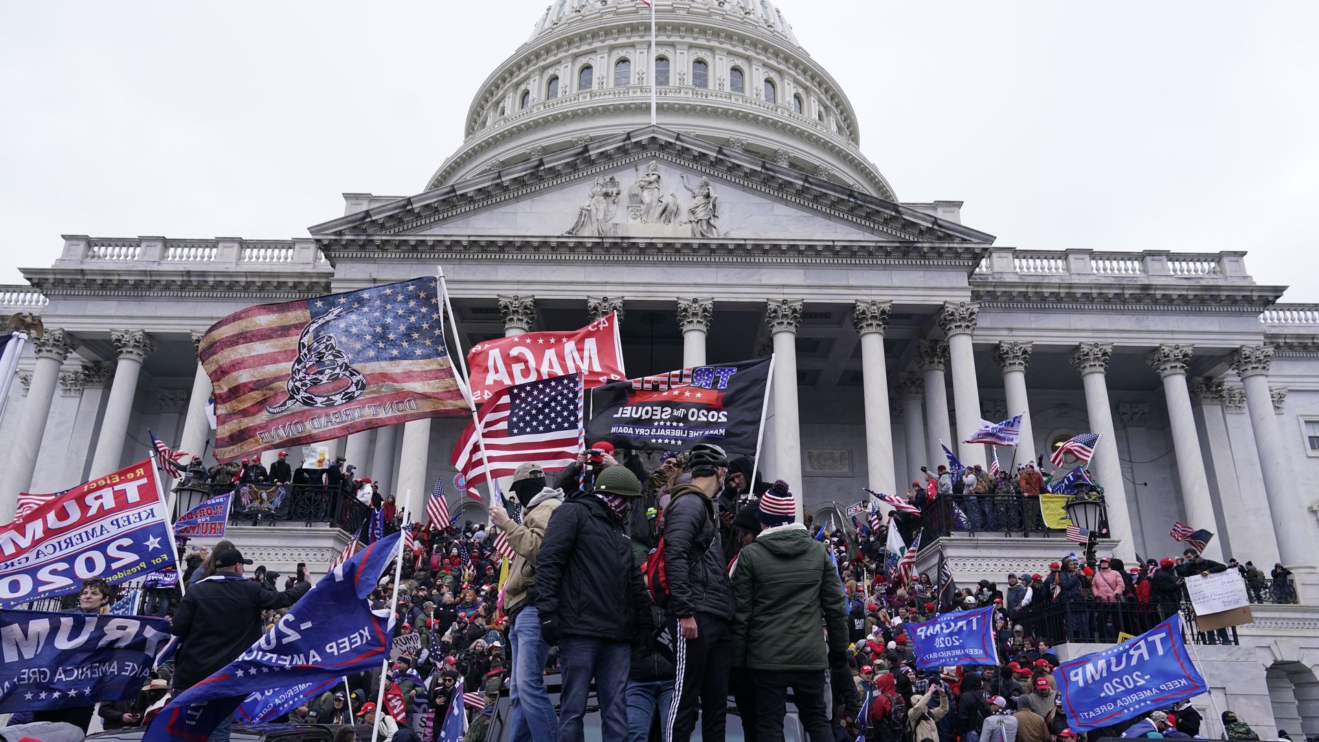 Picture of Trump supporters standing in front of the Capitol building on Jan. 6, 2021