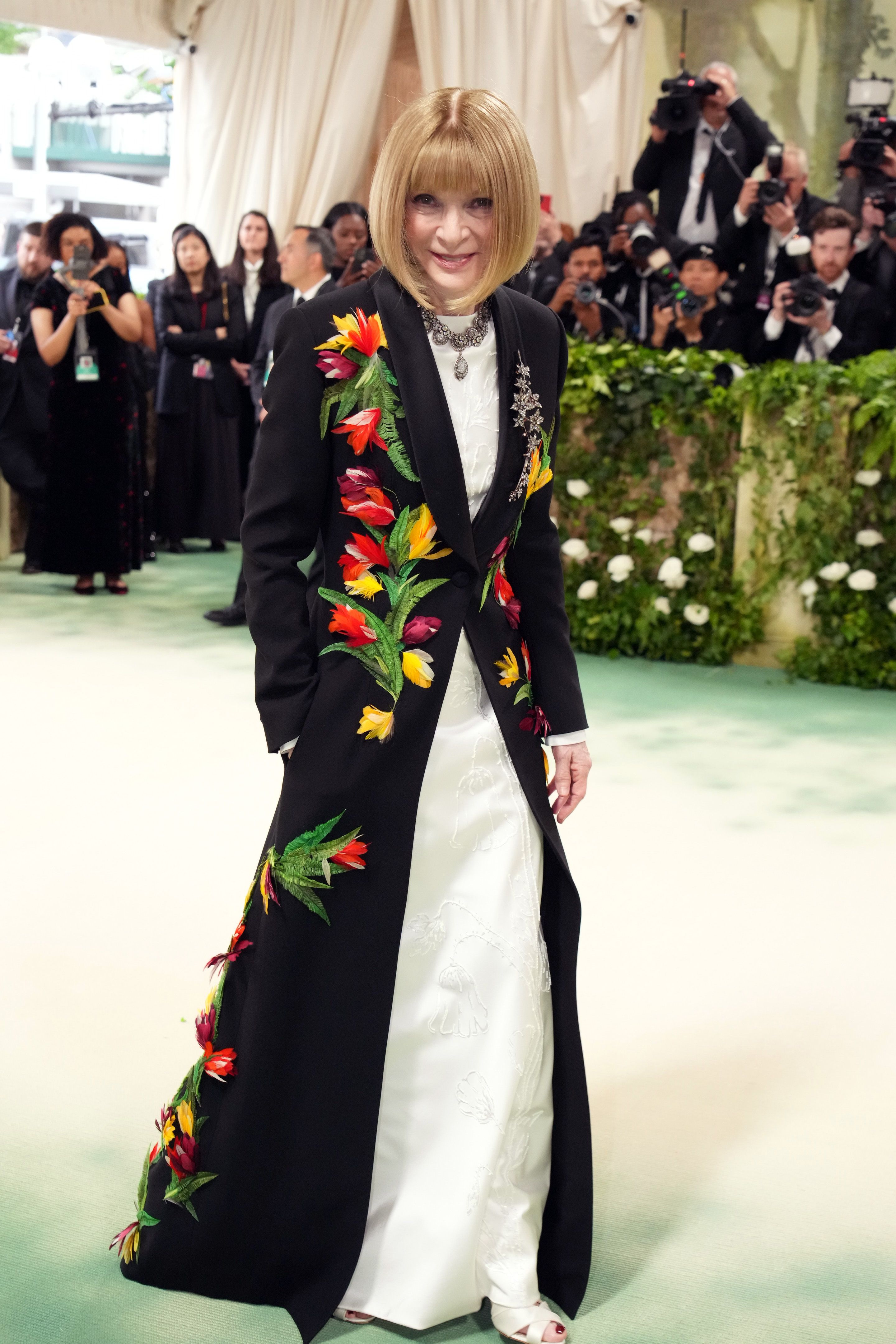 Anna Wintour at the Met Gala. The editor-in-chief of Vogue is a co-chair of the 2024 event, along with Jennifer Lopez, Zendaya, Chris Hemsworth and Bad Bunny.