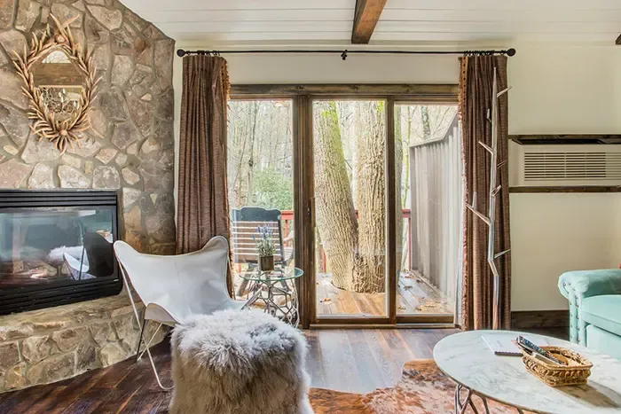 Paradise Cottage in Boone fireplace