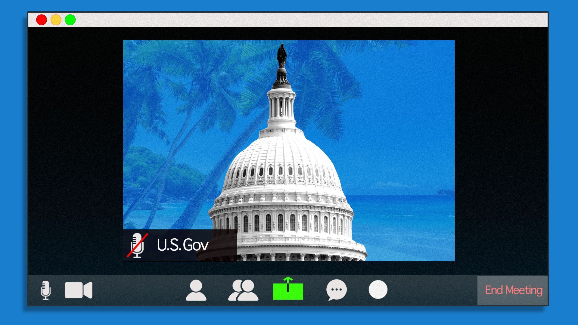 Illustration of the U.S. Capitol Building on a zoom call