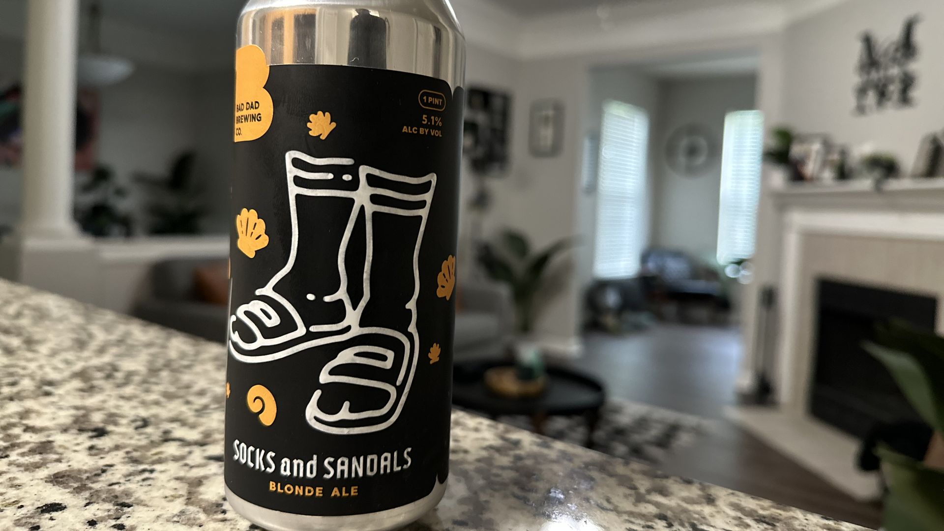 A can of Socks and Sandals beer