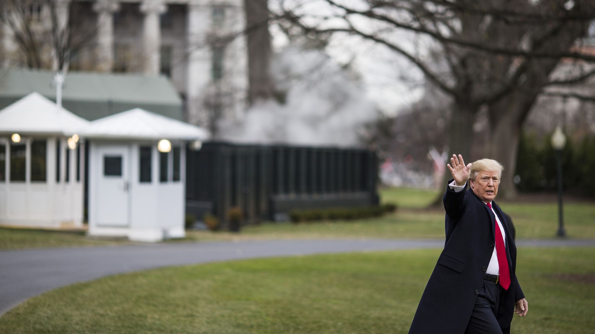 U.S. President Donald Trump waves before boarding Marine One in Washington, D.C.