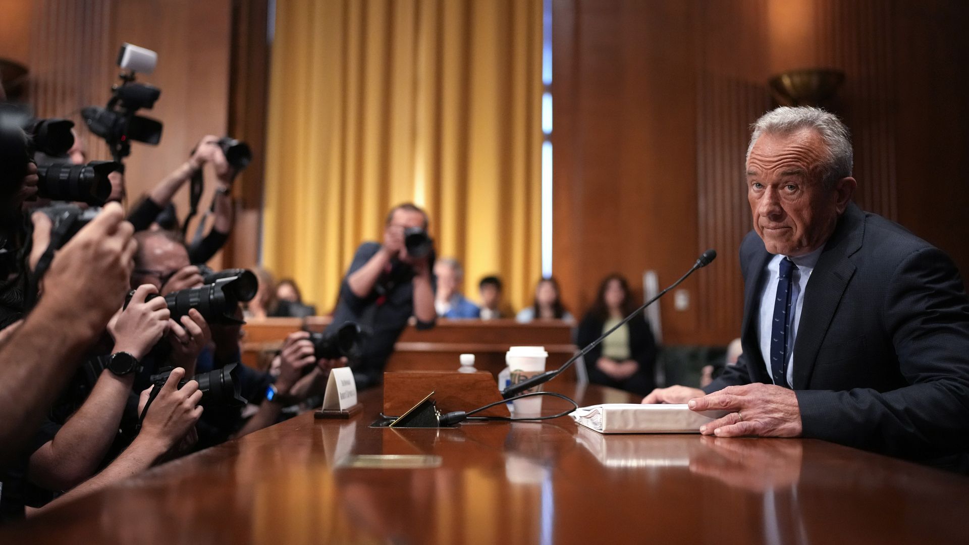 Health and Human Services Secretary Robert Kennedy Jr. arrives to testify before the Senate Finance Committee.