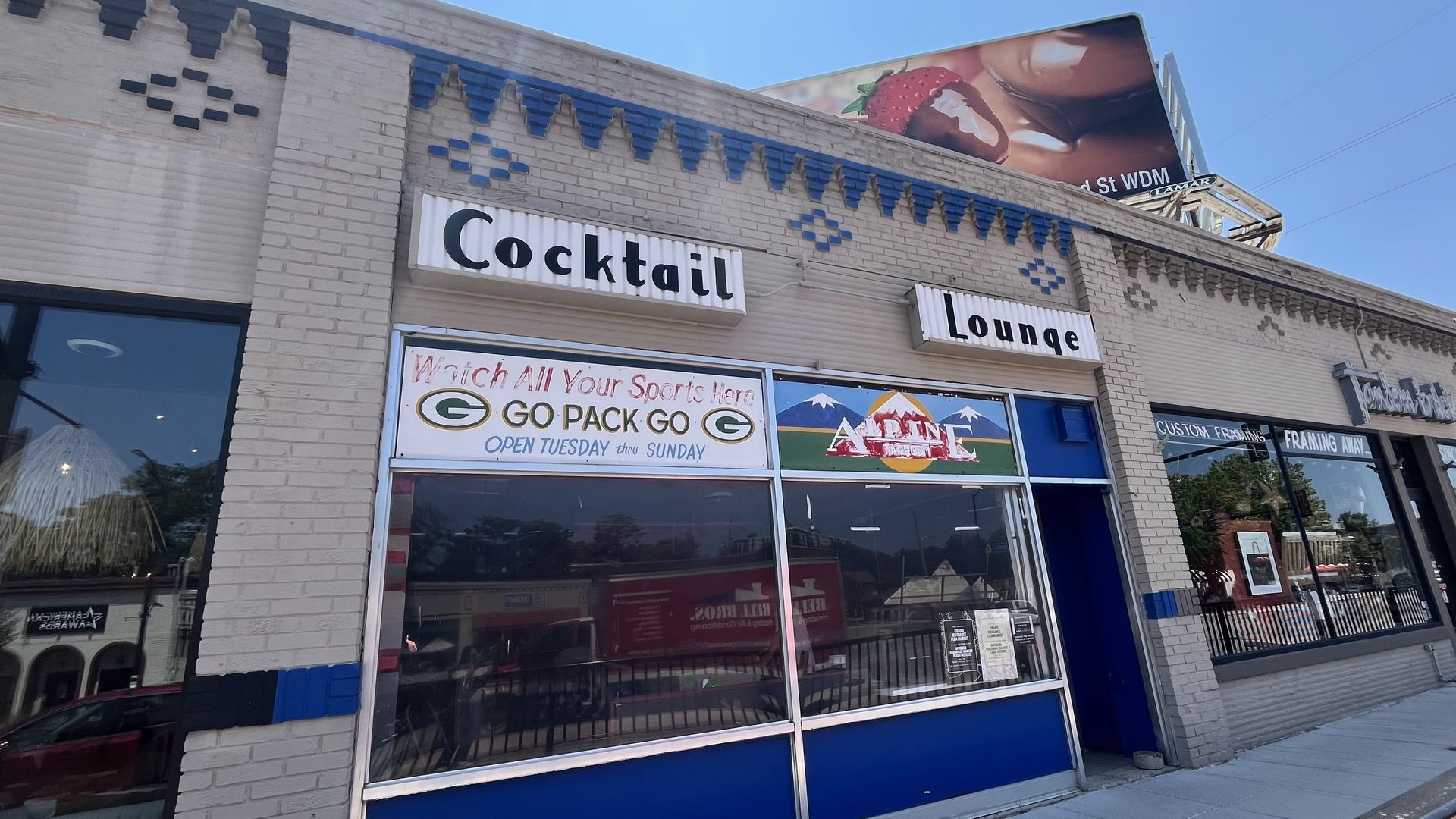 Alpine Taproom the front of it