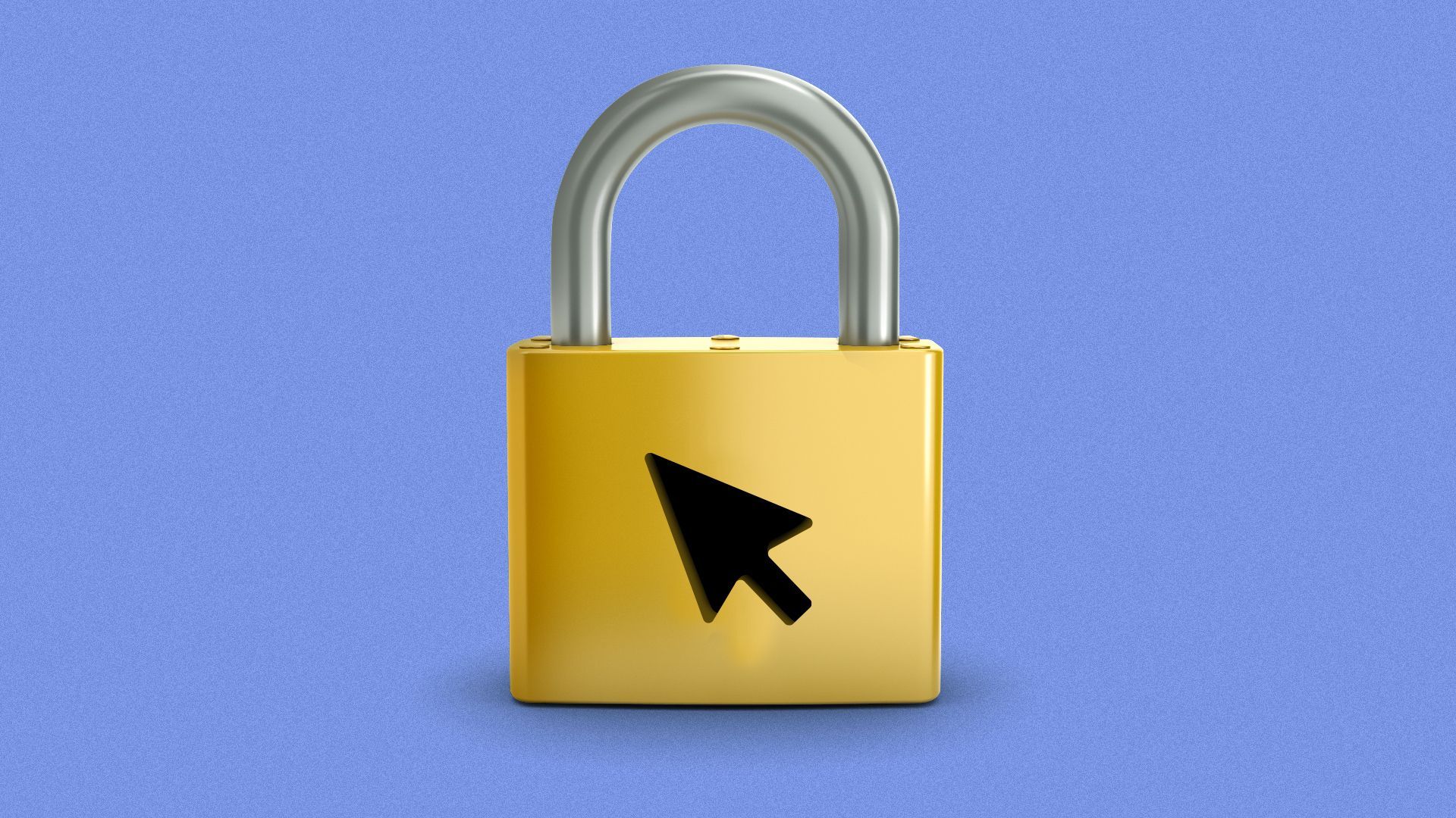 Illustration of a padlock with a cursor shape as the keyhole. 