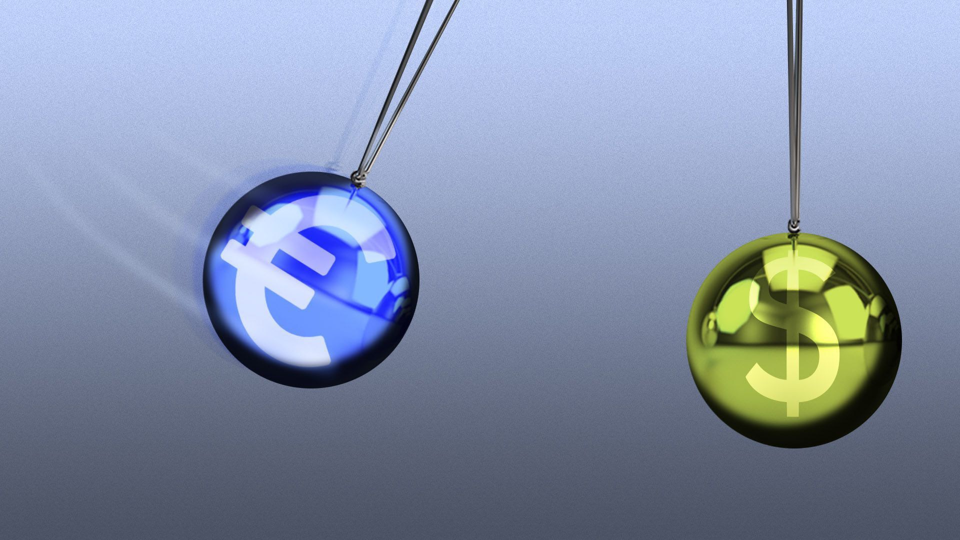 Illustration of the Euro and dollar bills in marbles.