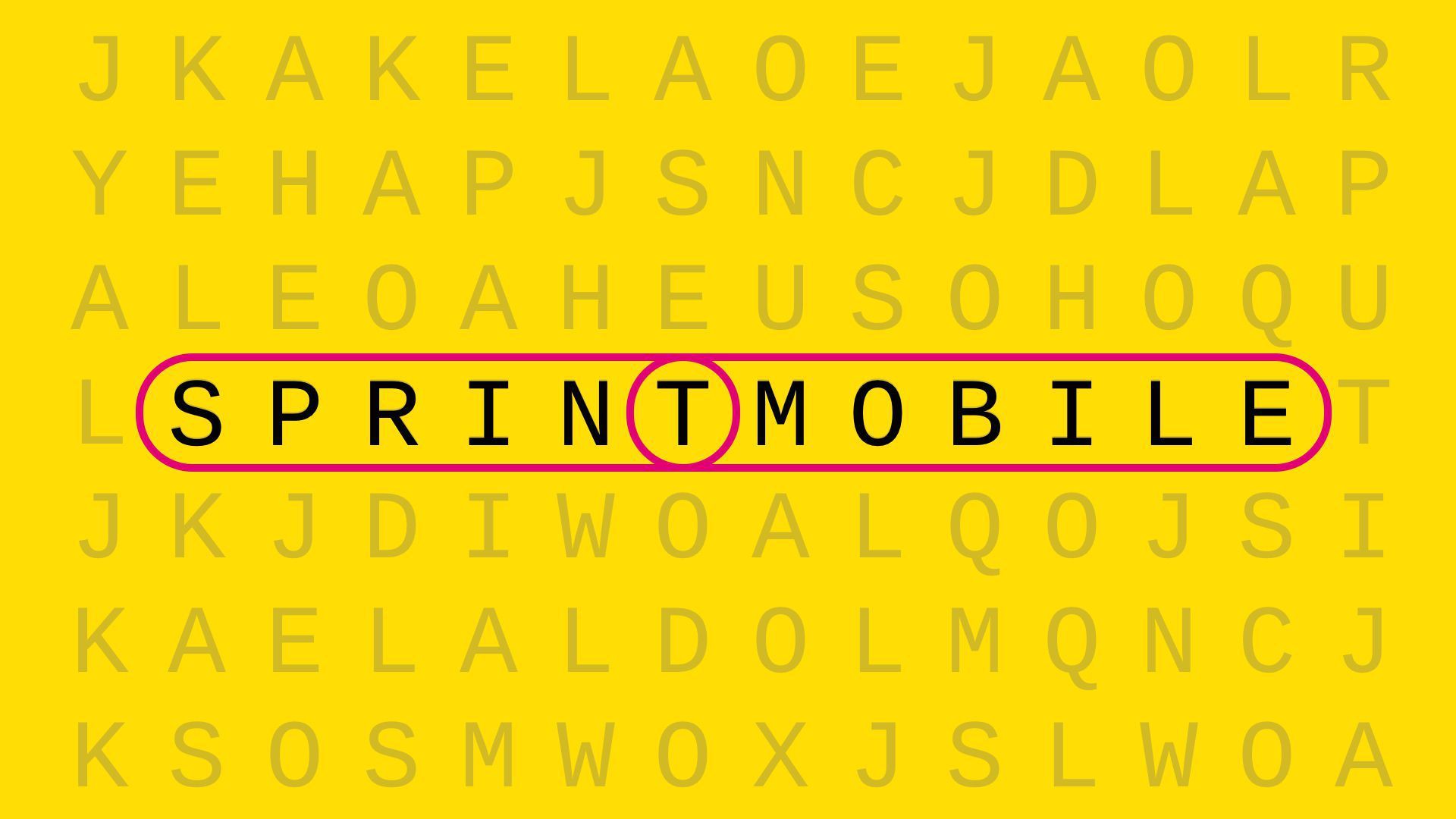 An illustration of a word search with Sprint and T-Mobile circled together