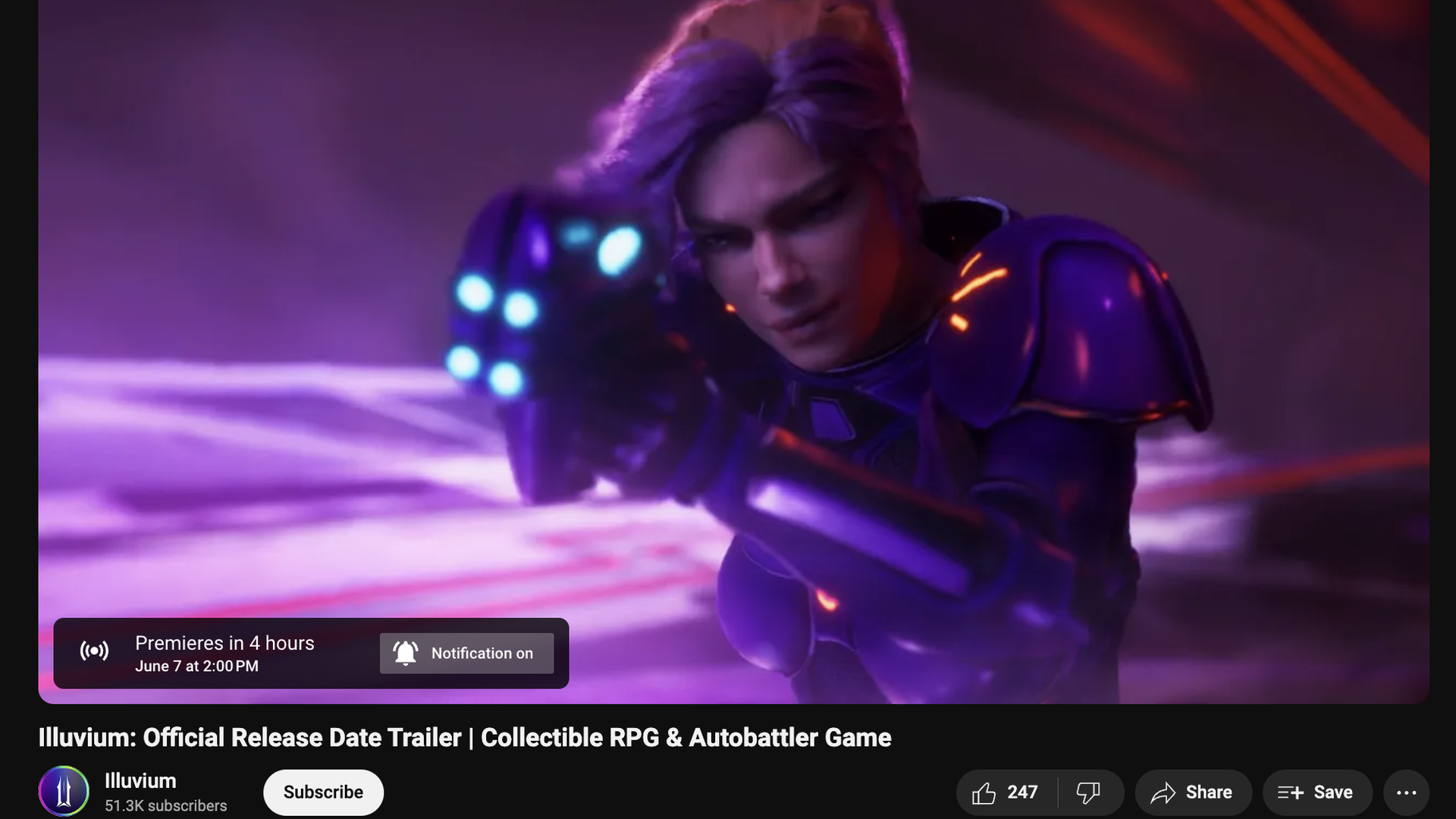 A screenshot of a preview of a YouTube video for a videogame.