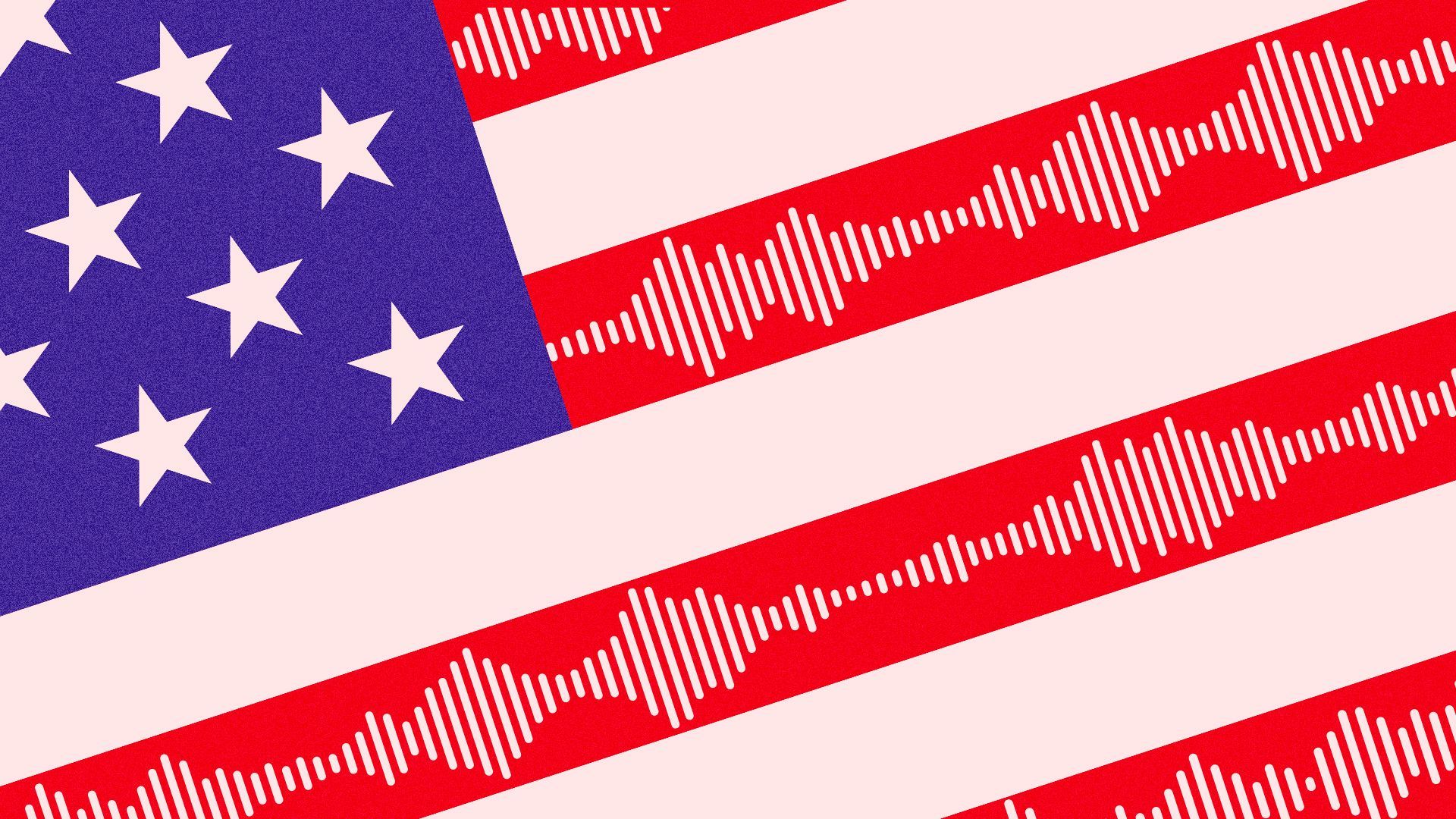 Illustration of the US flag with sound bars in the red stripes.