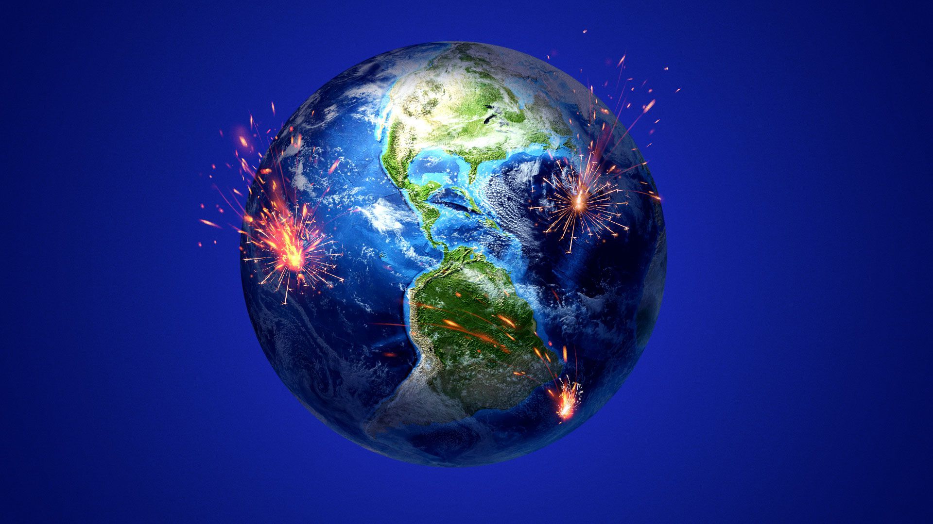 Illustration of globe with sparks 