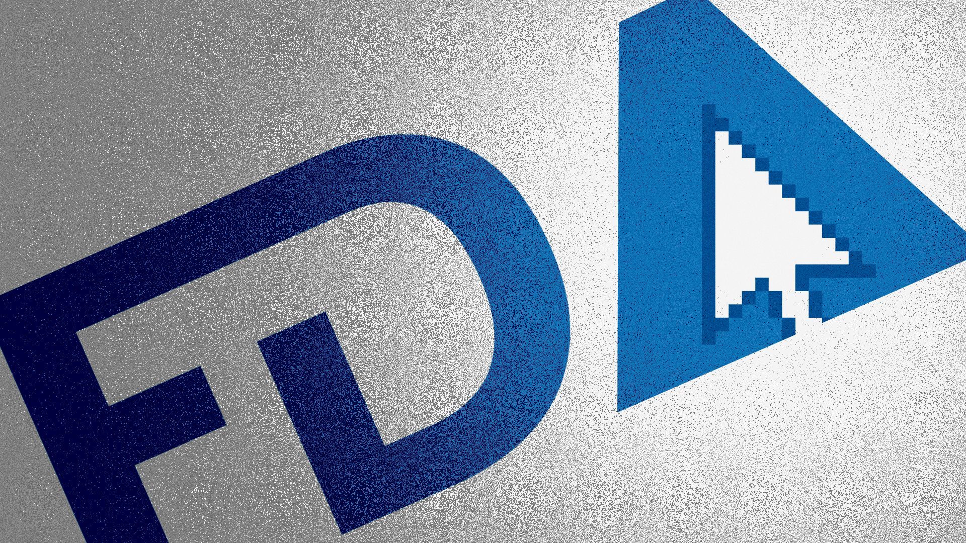 Illustration of a cursor hidden within the FDA logo. 