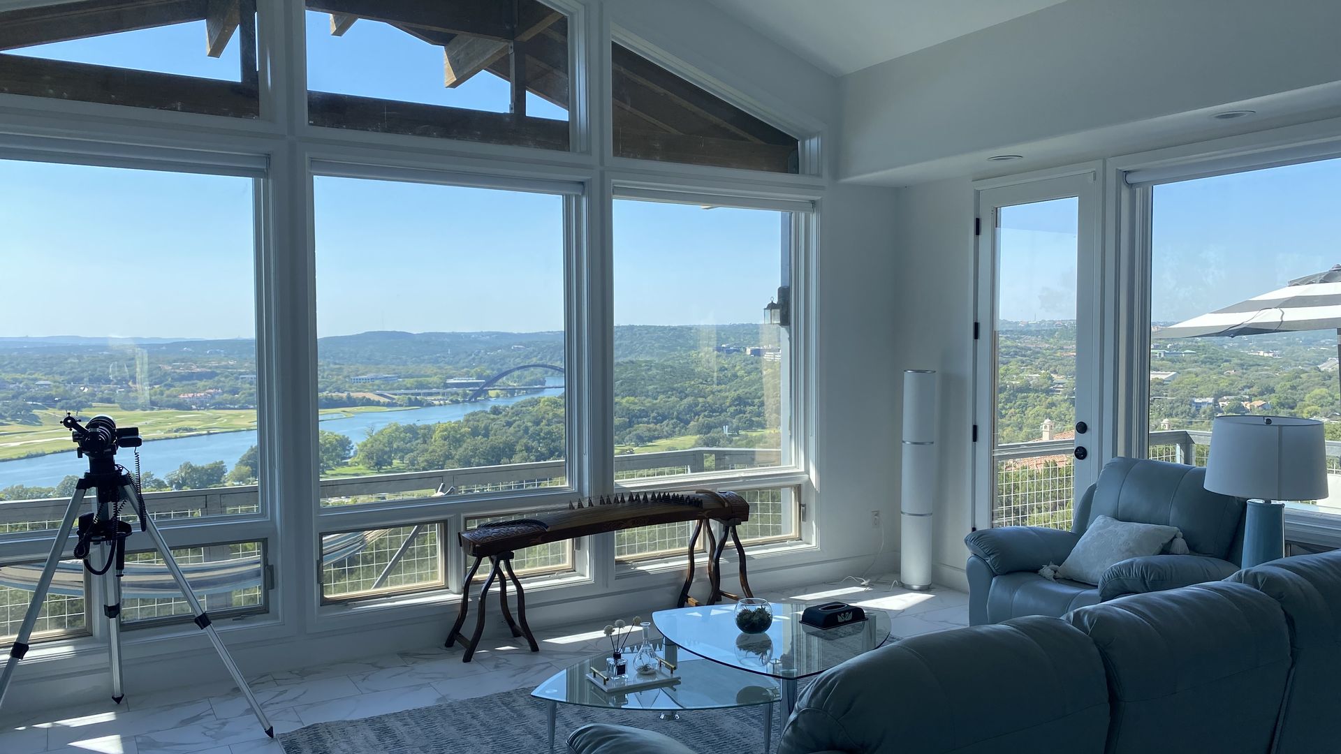 A photo of a house overlooking Lake Austin.