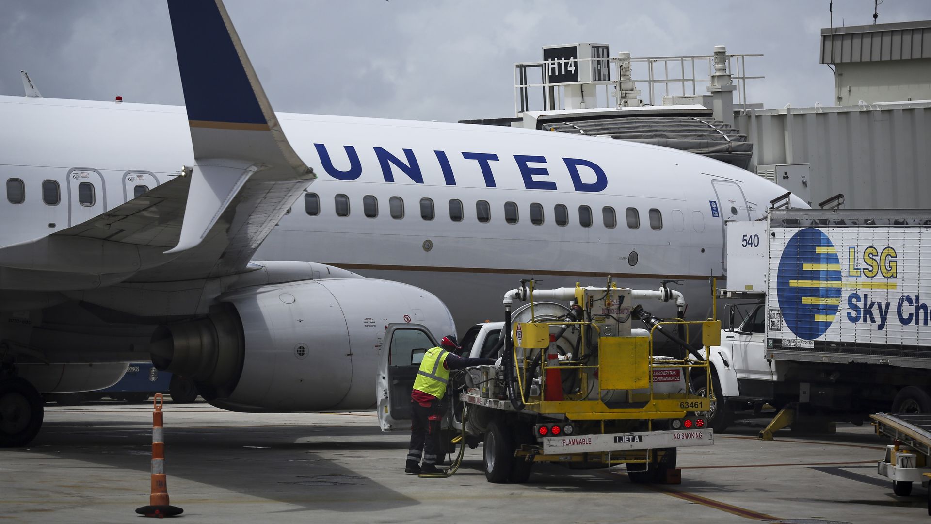 A United Airlines airplane is seen at a gate of Miami International Airport, in Miami, Florida, United States on June 16, 2021.