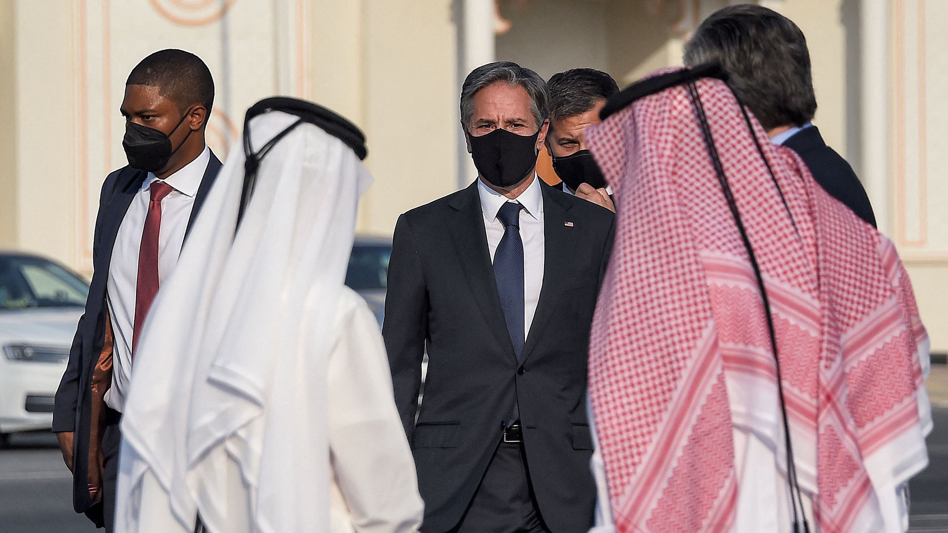 Blinken at Doha airport