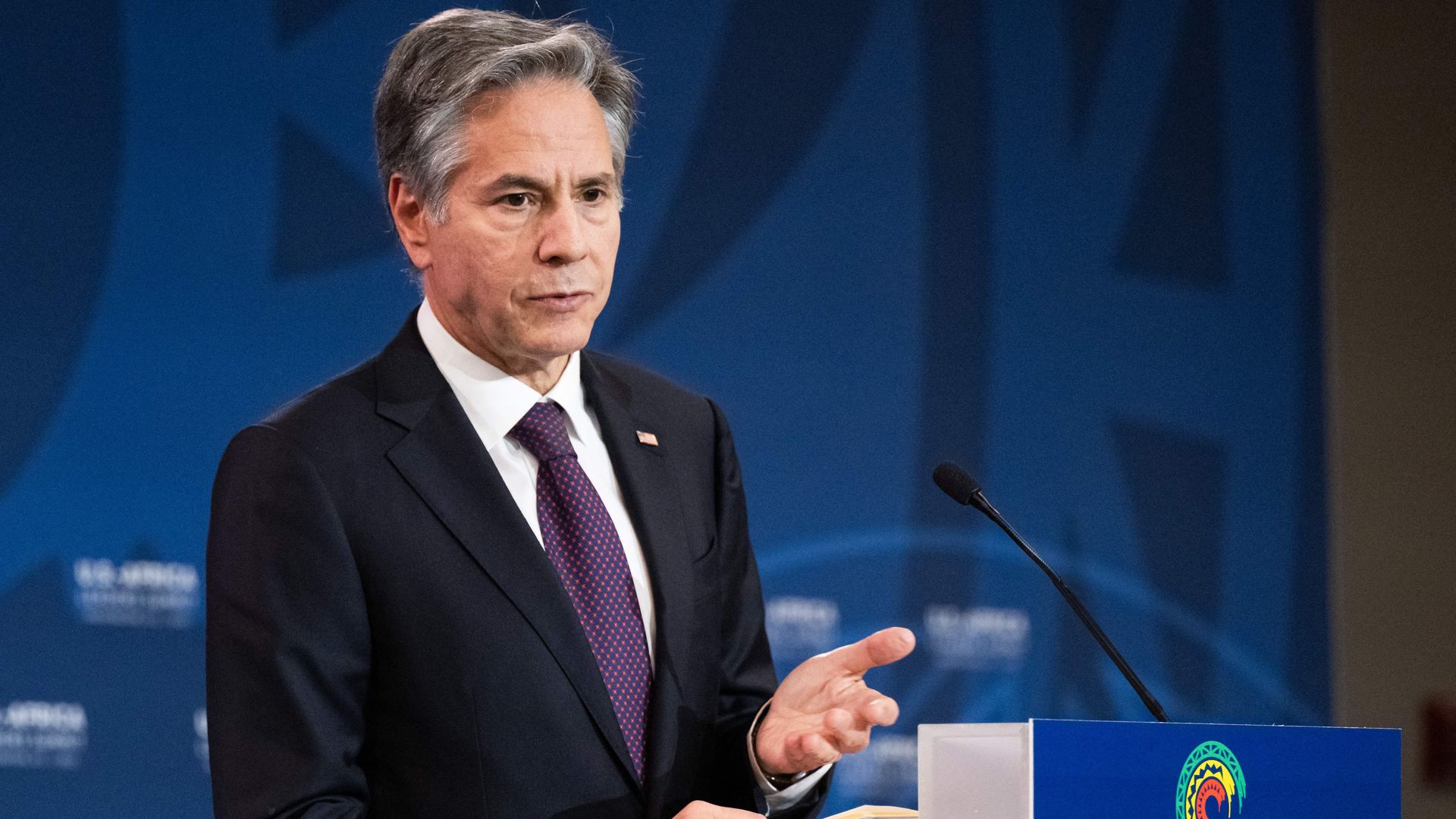 US Secretary of State Antony Blinken holds a press conference.