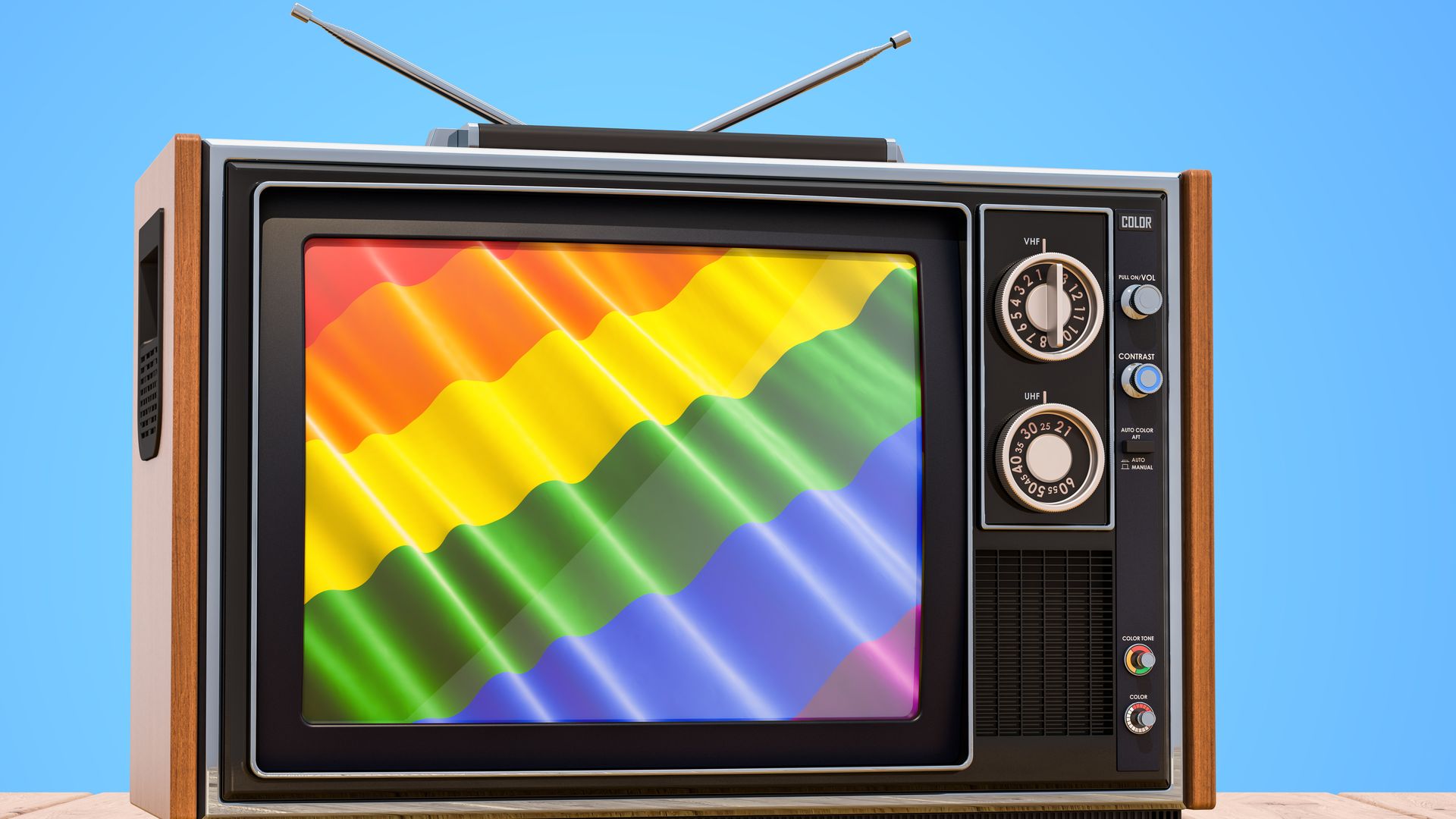 Illustration of a gay flag on a TV