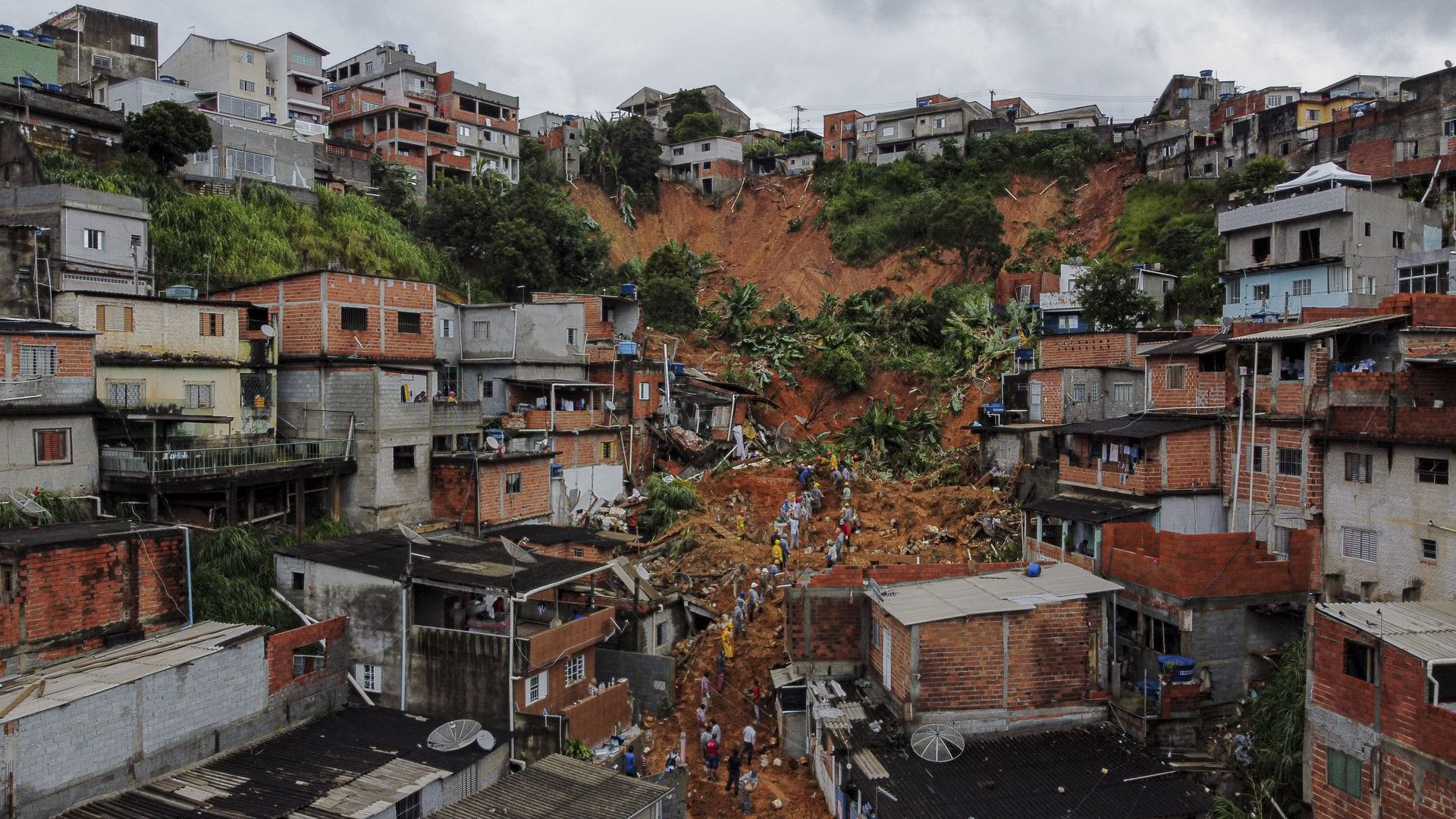 Destruction and mud is shown from a landslide in Brazil. 