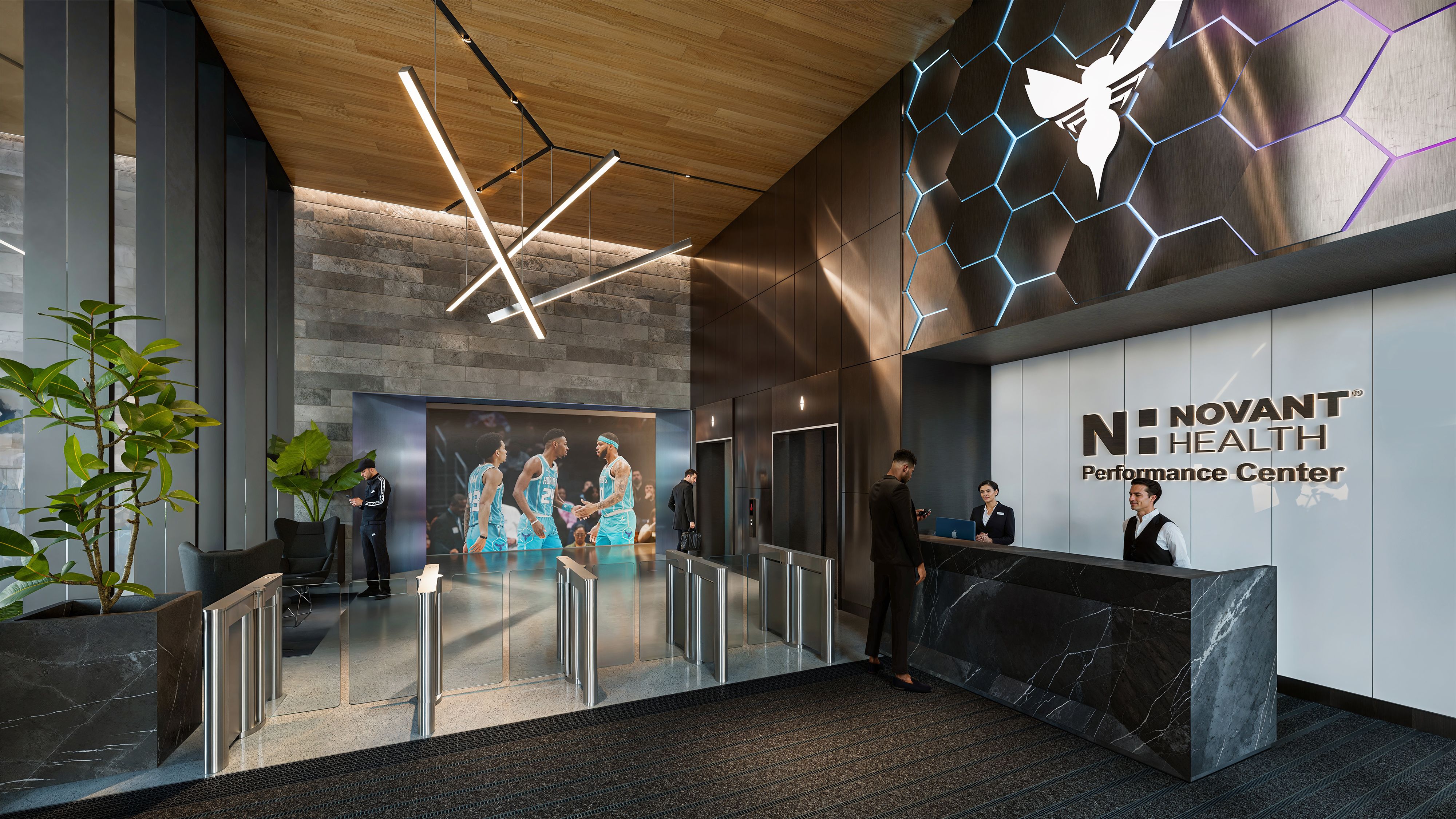 Lobby at Novant Health Performance Center. 