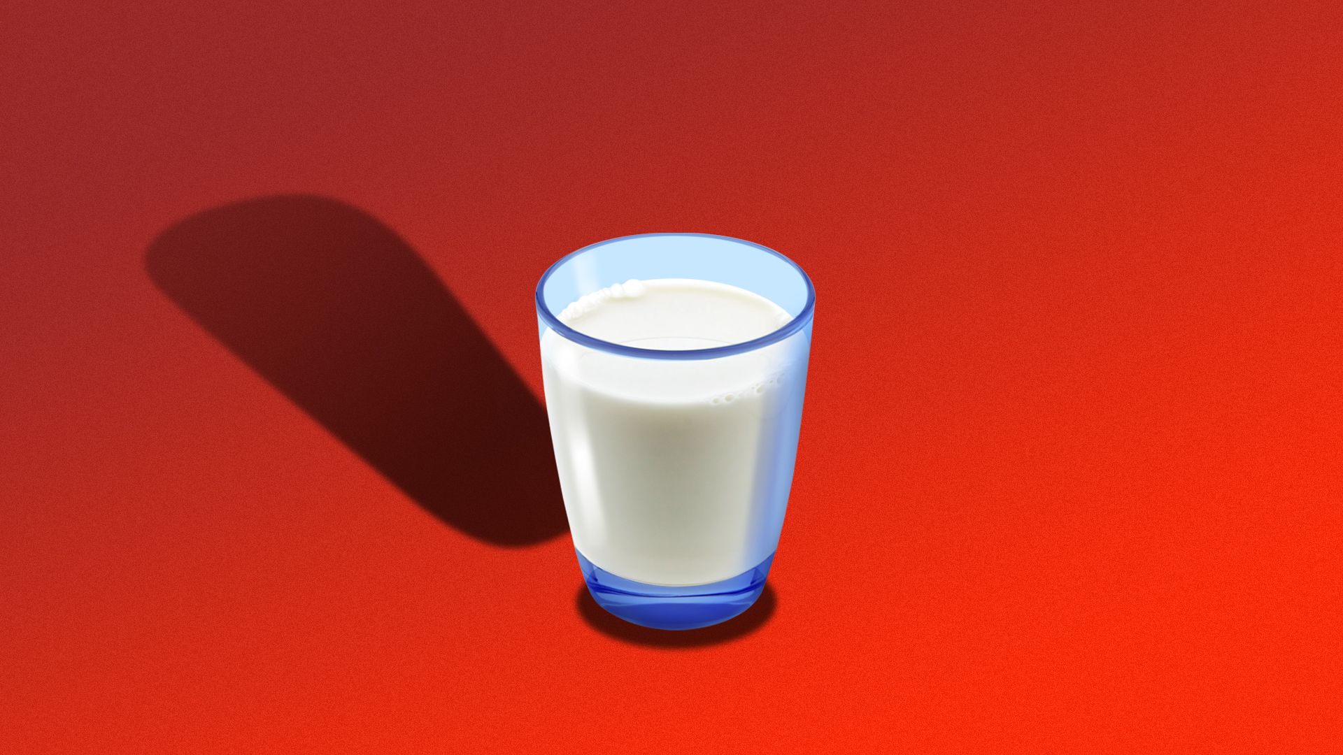 Illustration of a glass of milk casting an exclamation point shadow
