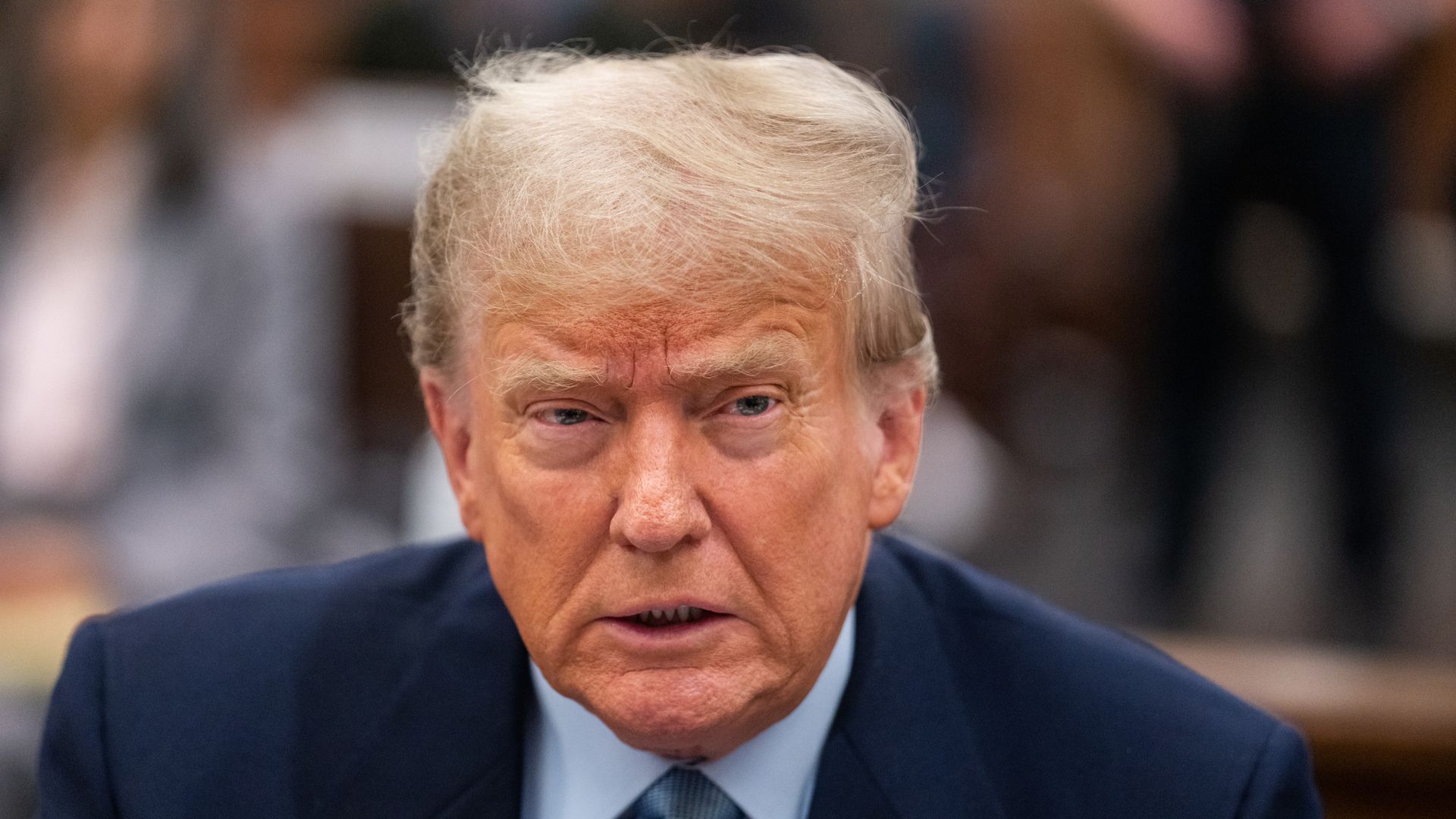 Former President Donald Trump sits in the courtroom during his civil fraud trial at New York State Supreme Court on October 18, 2023 in New York City.