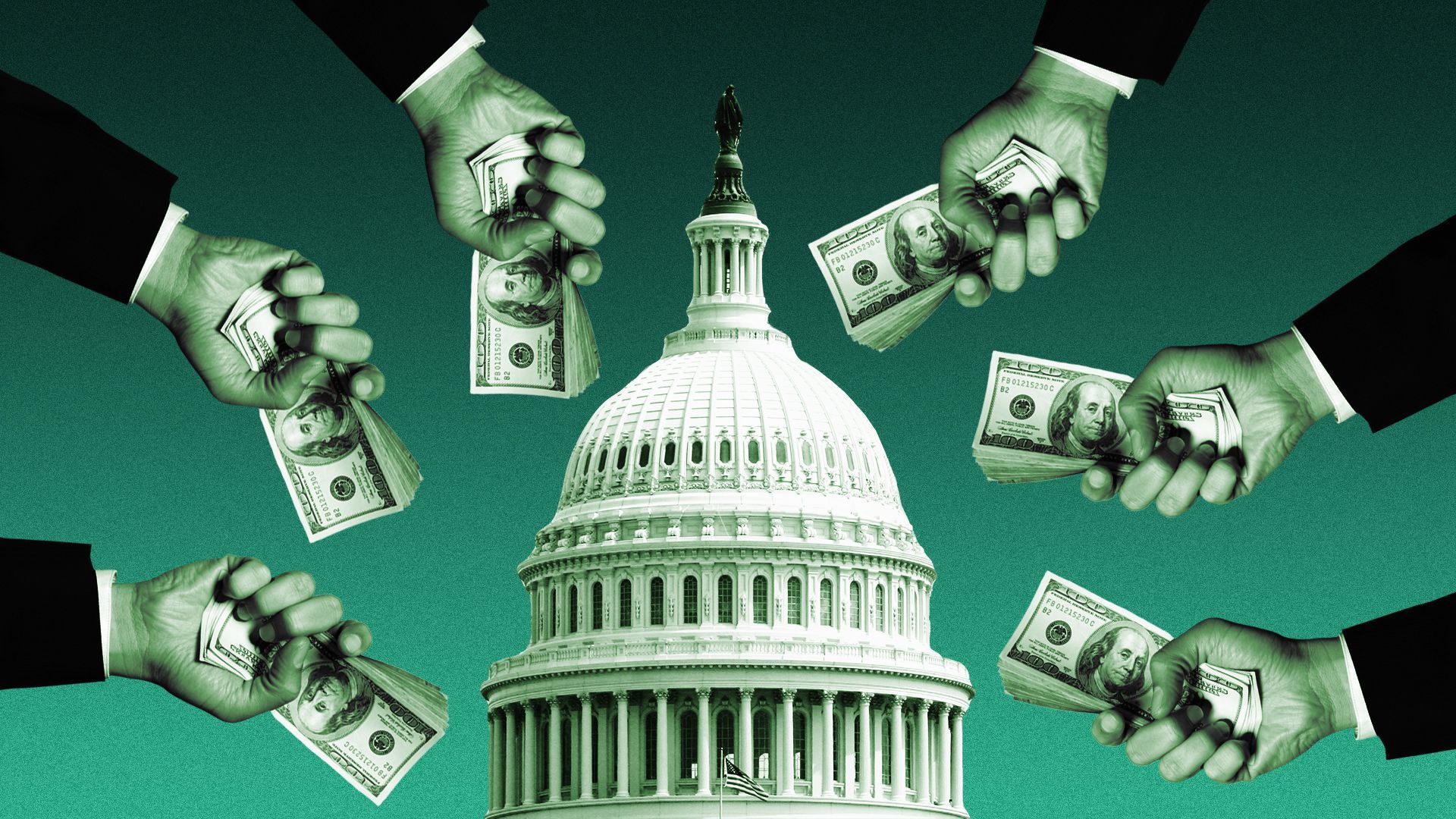Money surrounding the congressional dome