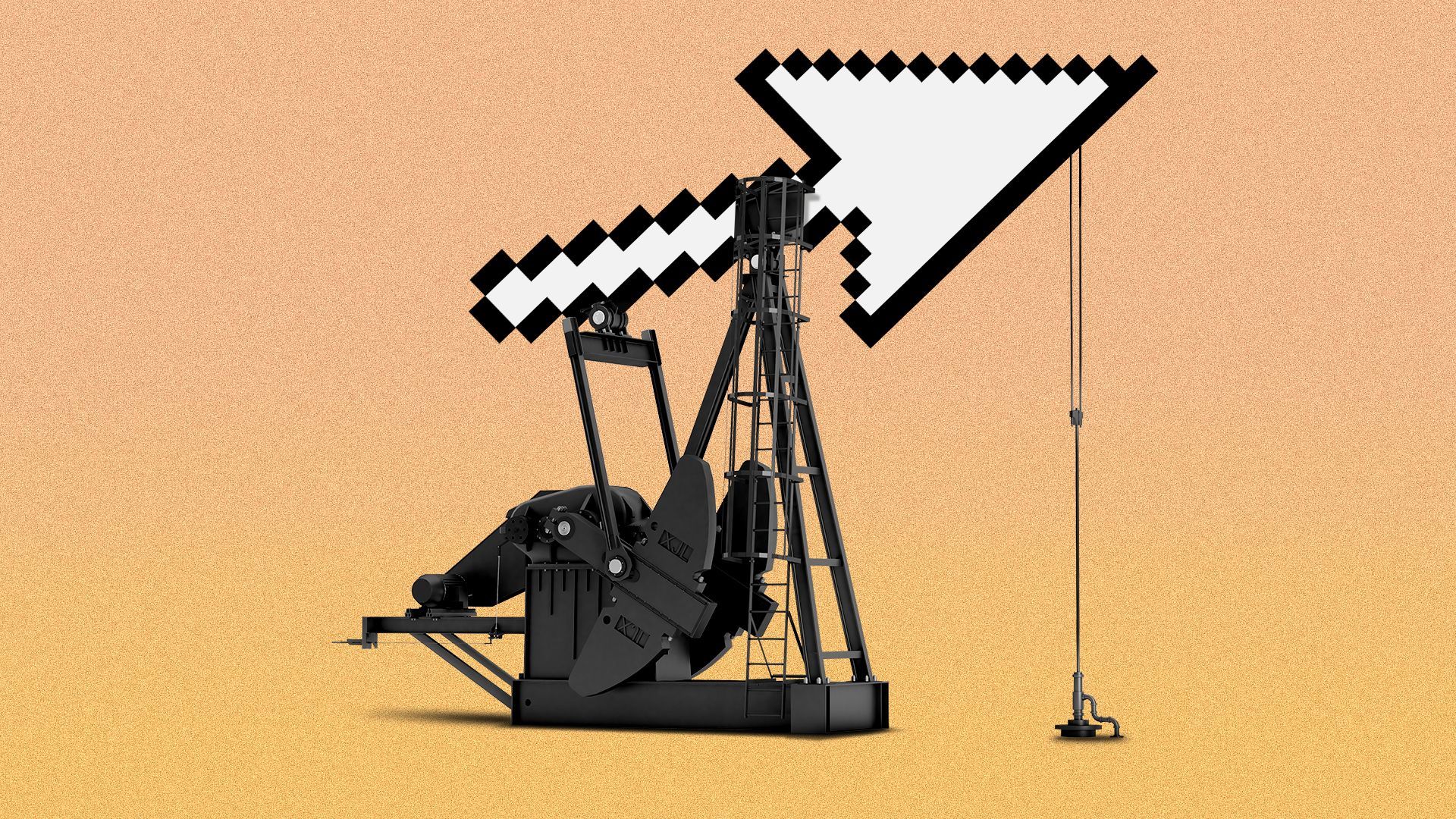 Illustration of a cursor on an oil rig 