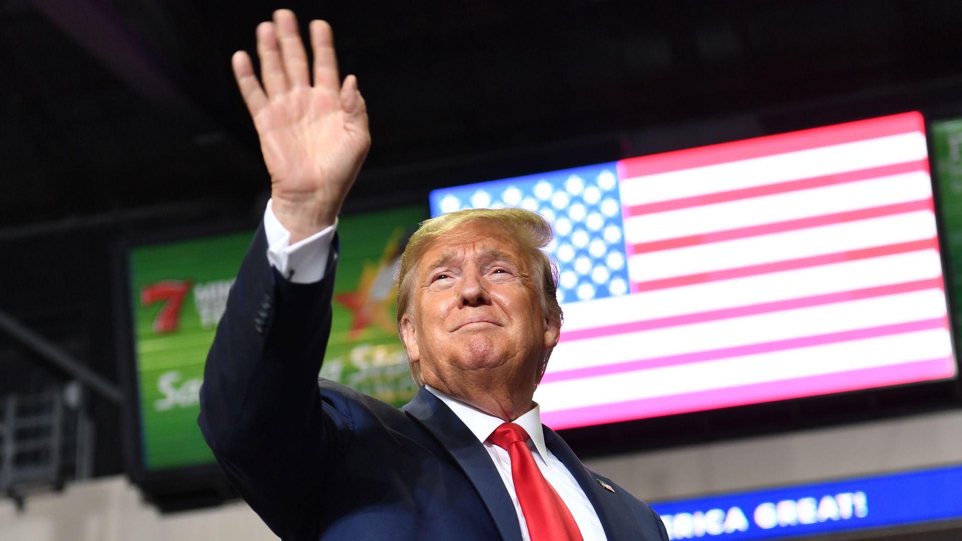 Trump waving