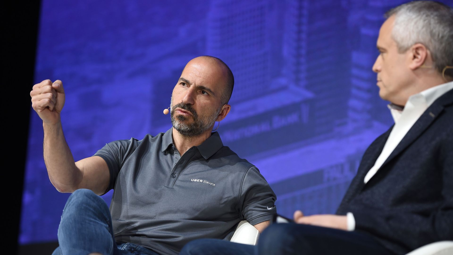 Uber CEO on stage