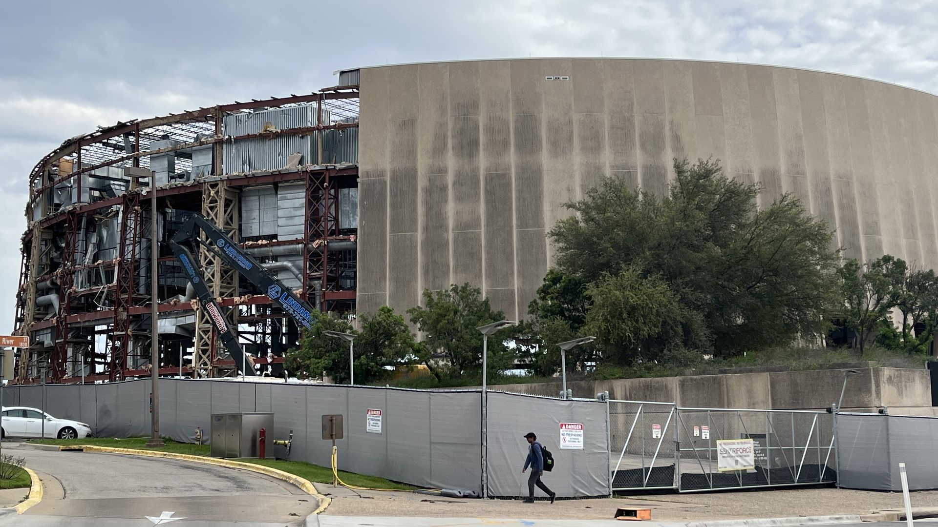 The Erwin Center, half deconstructed.