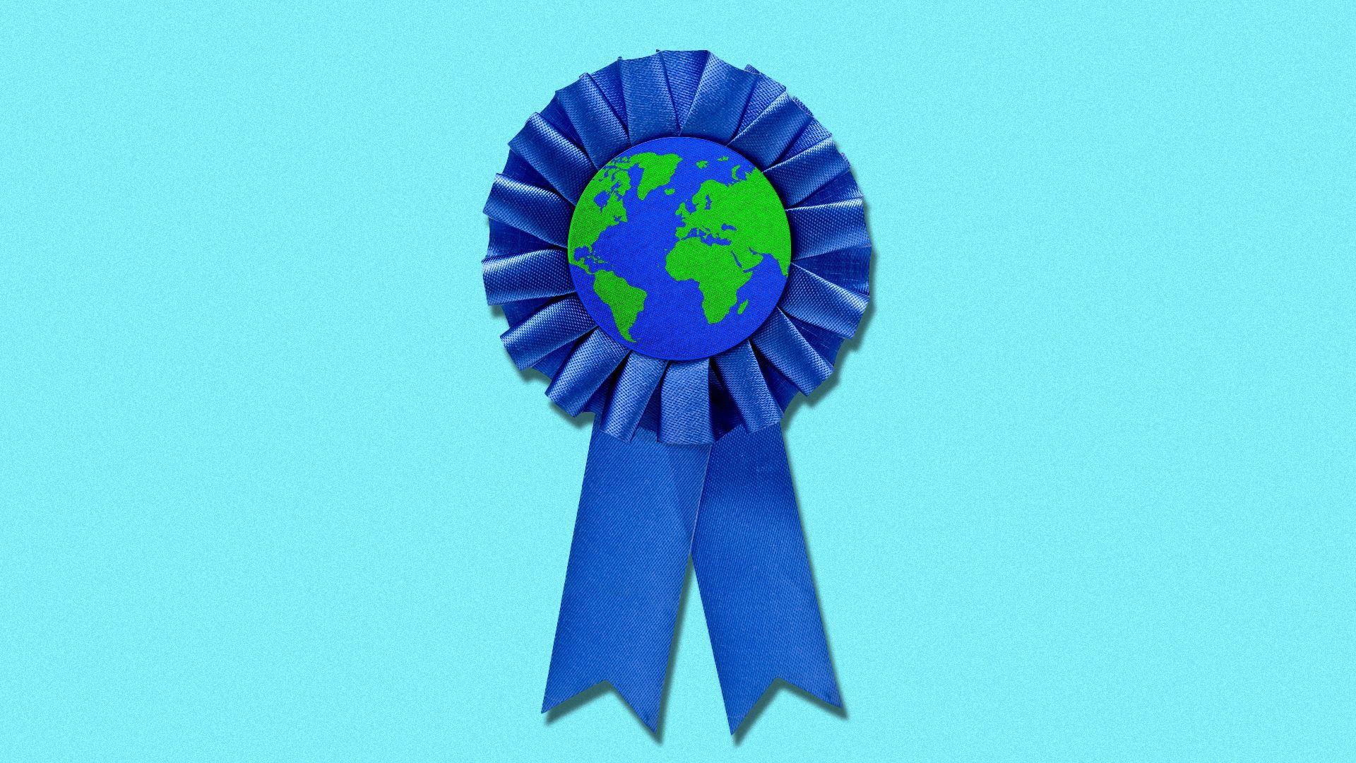 Illustration of an award ribbon with Earth in center