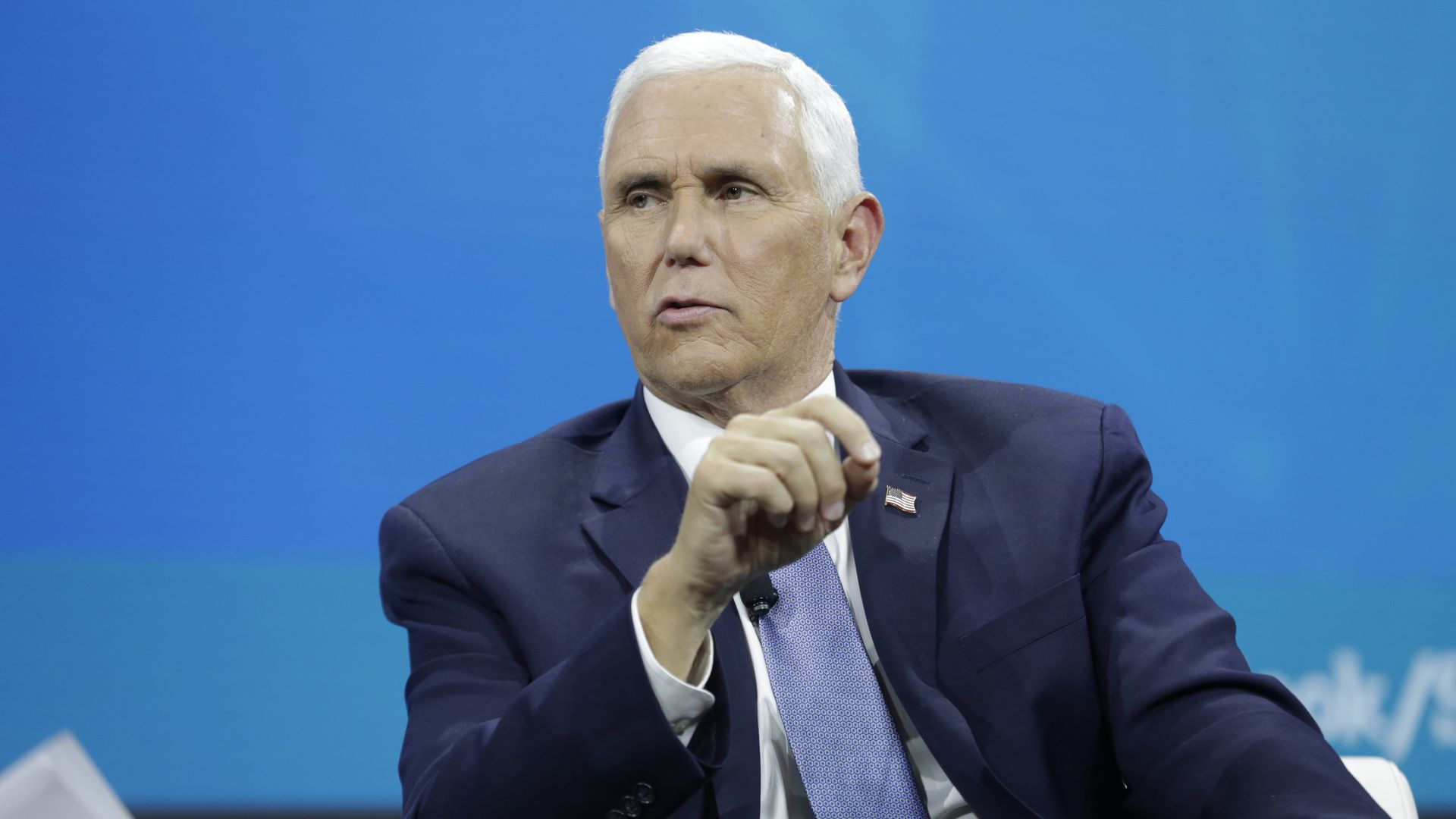  Mike Pence on stage at the 2022 New York Times DealBook on November 30, 2022 in New York City