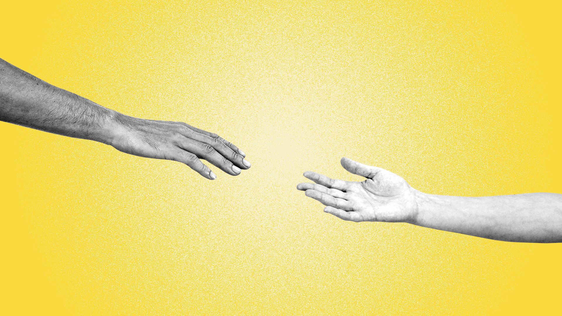 Illustration of two hands reaching out for each other.