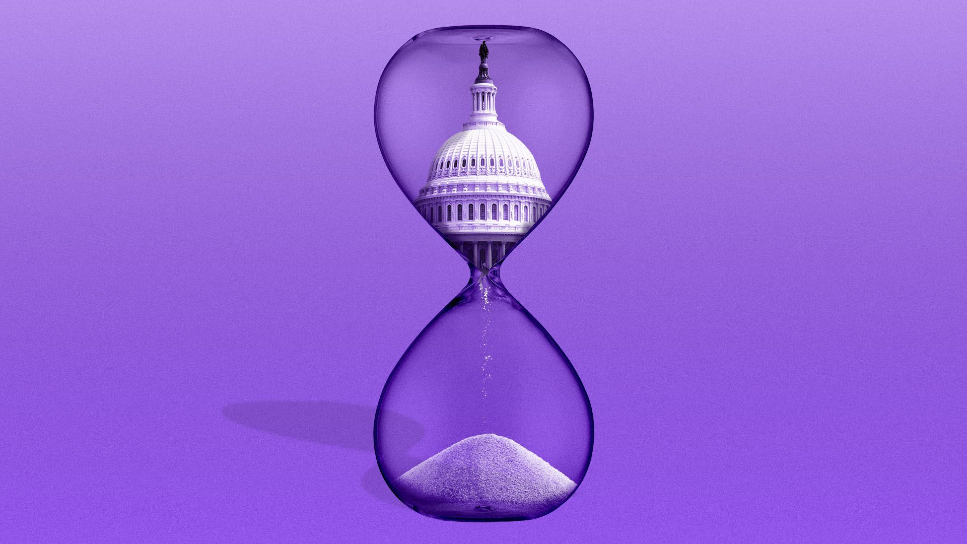 Illustration of the Congressional Dome disappearing in an hour glass