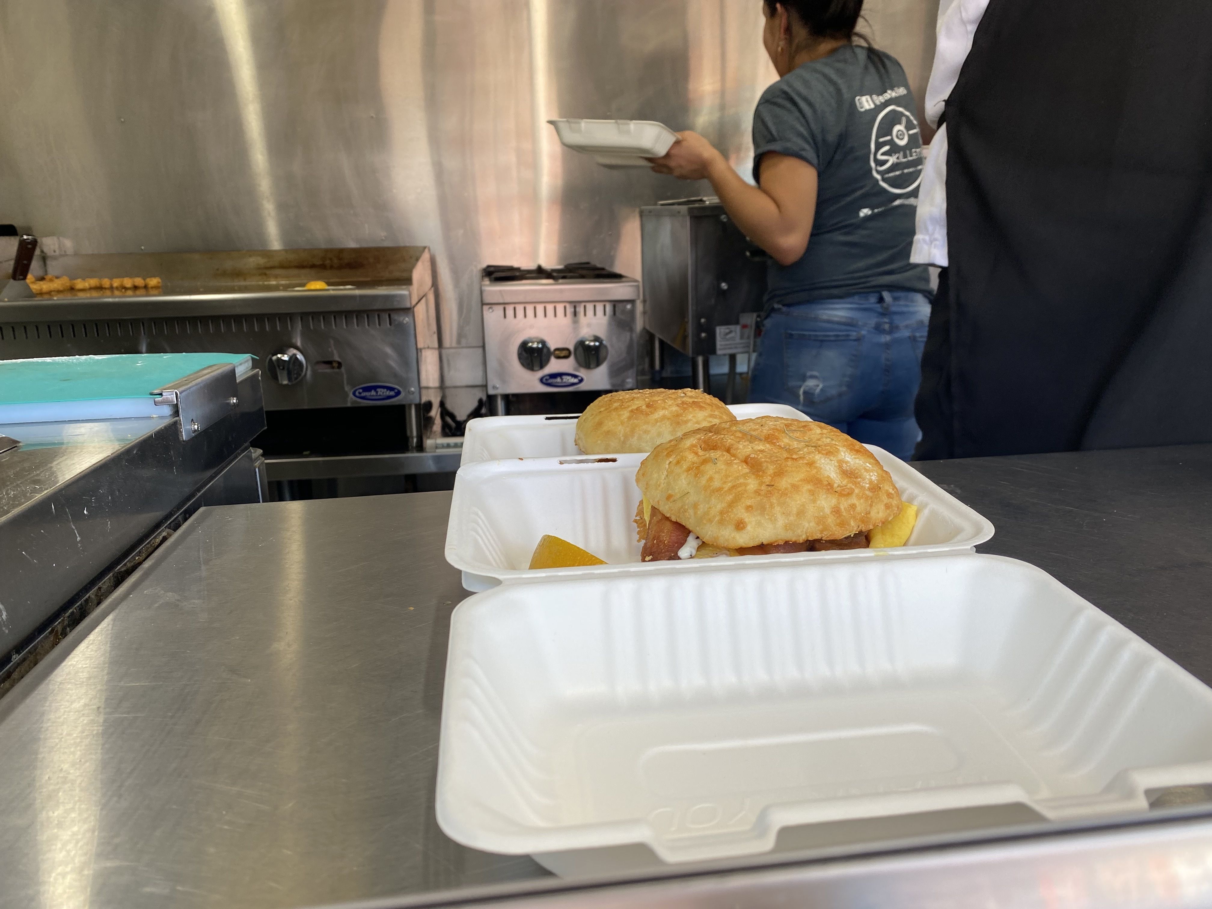 A sandwich from a food truck