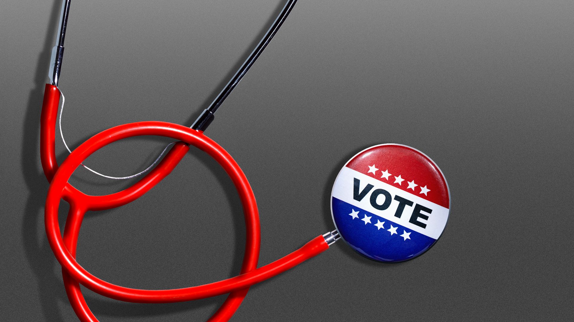 Illustration of a stethoscope with a vote button at the end