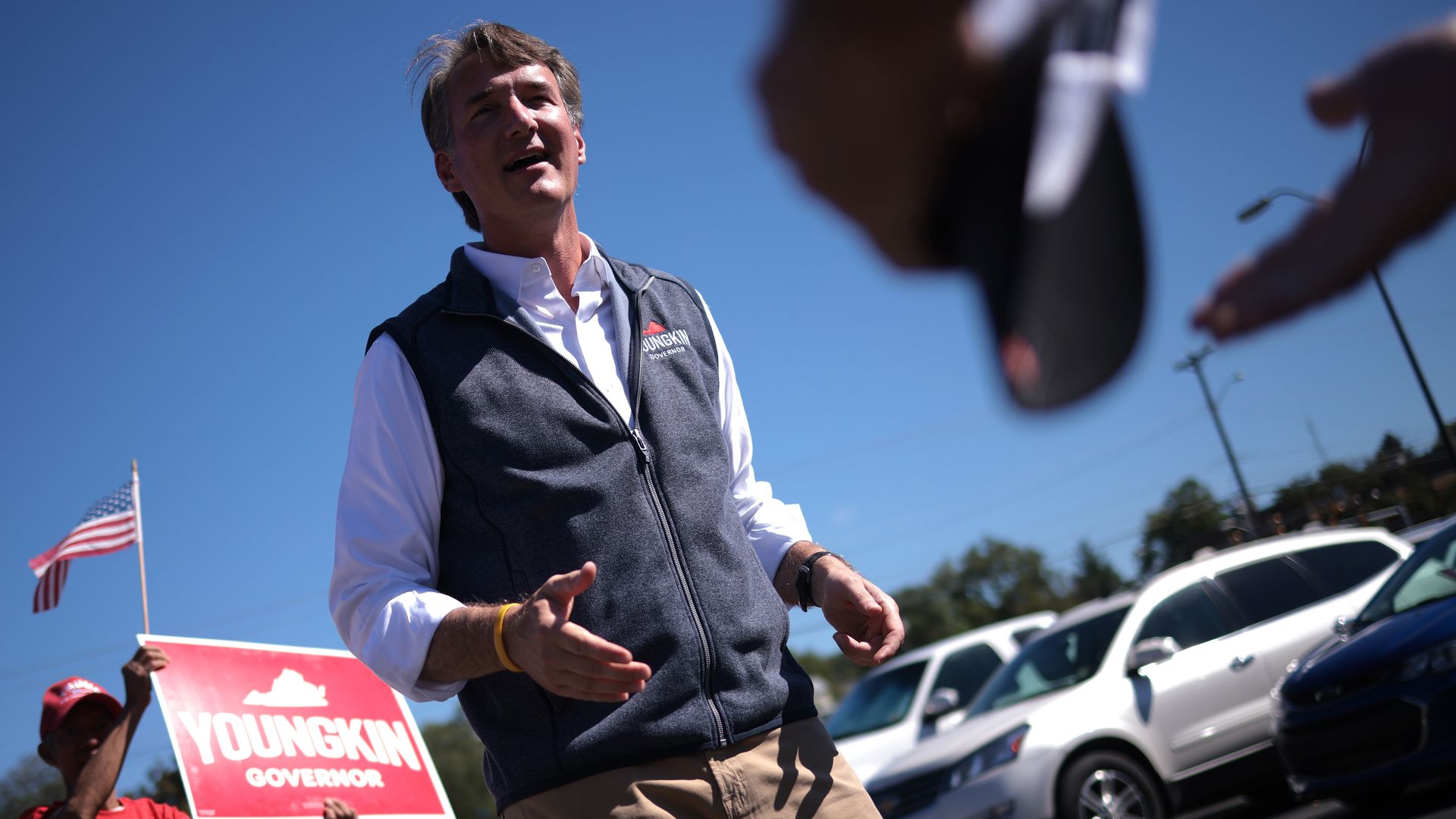 Virginia gubernatorial Glenn Youngkin is seen during a campaign stop in Harrisonburg, Va.